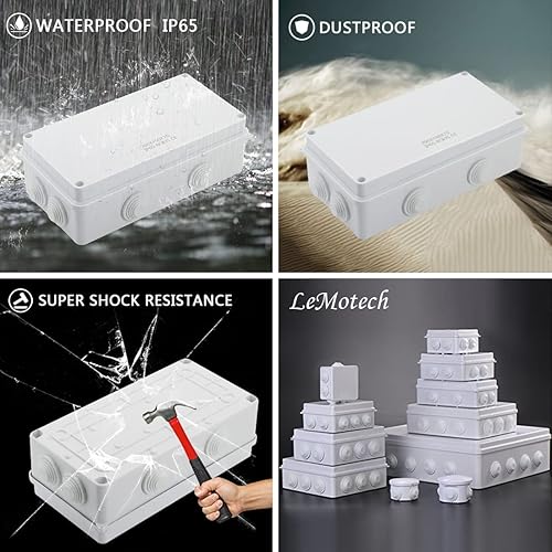 Miniatura 33 de LeMotech Caja de conexiones, plástico ABS IP55 resistente al agua y al polvo, caja eléctrica universal, caja de proyectos para exteriores e