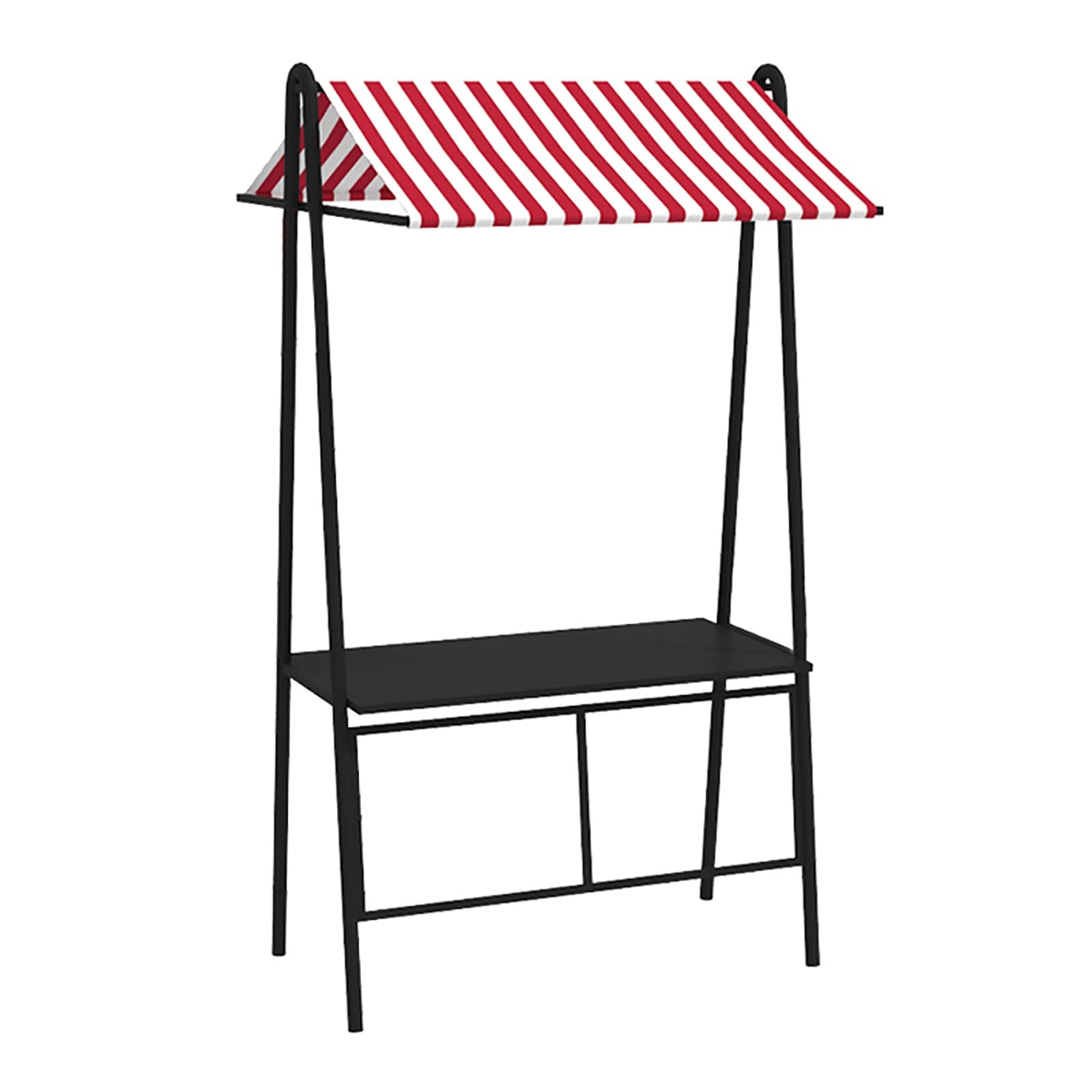 Carrello alimentare portatile in metallo con tettoia rimovibile - Chiosco nero per venditori ambulanti per mercato agricolo stand per concessioni commerciali Display esterno facile da montare