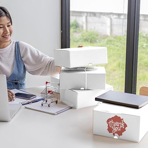 Miniatura 9 de WIFTREY Paquete de 50 cajas de envío de 7 x 5 x 4 para embalaje de pequeñas empresas, cajas de cartón corrugado blanco para envío por correo