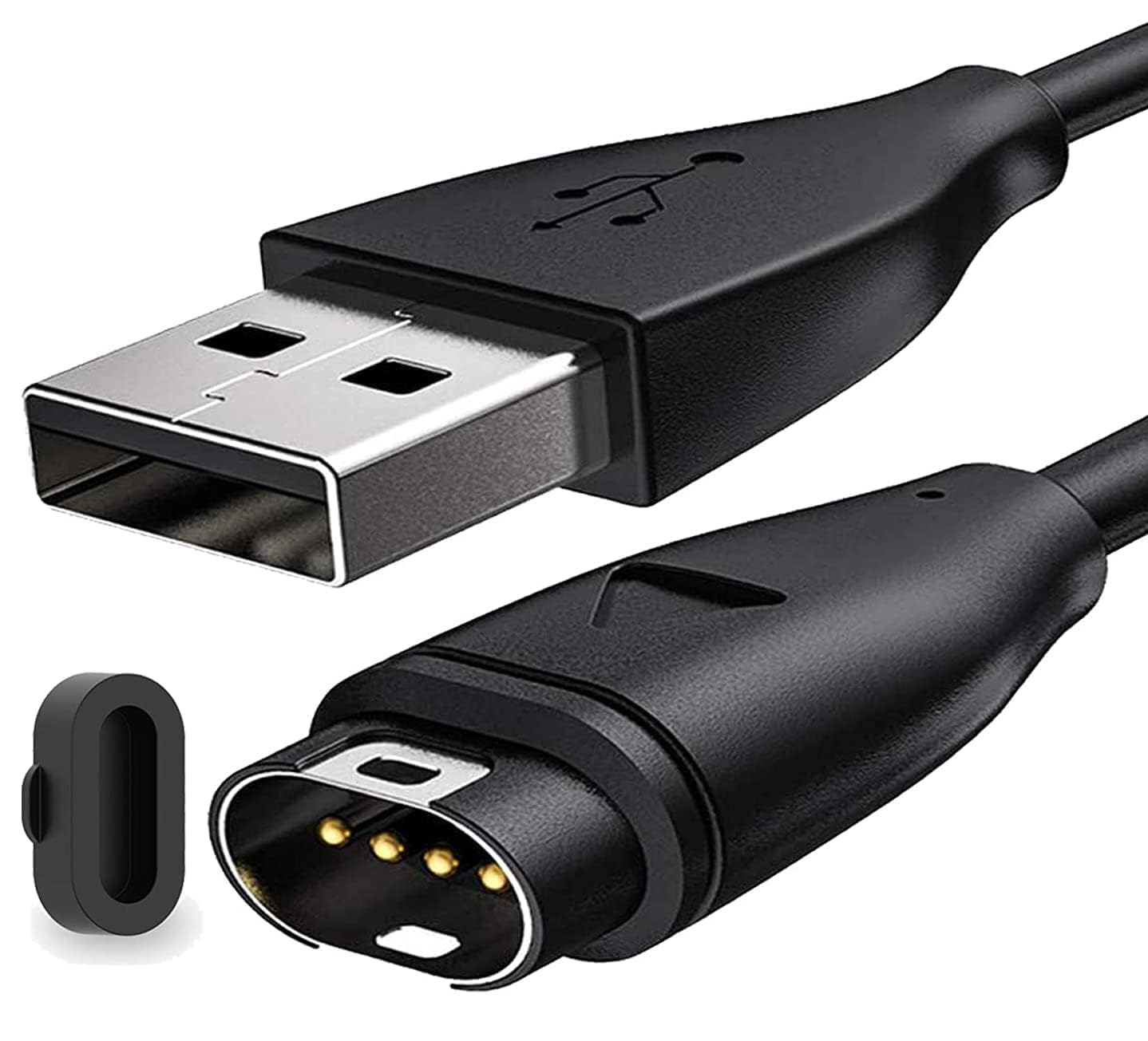 Charger Compatible With Garmin Forerunner 935/945/955/965, Forerunner 265/265s/255/245, Forerunner 745, Forerunner 55/45/45s - USB Charging Cable with Dust Plug - Black