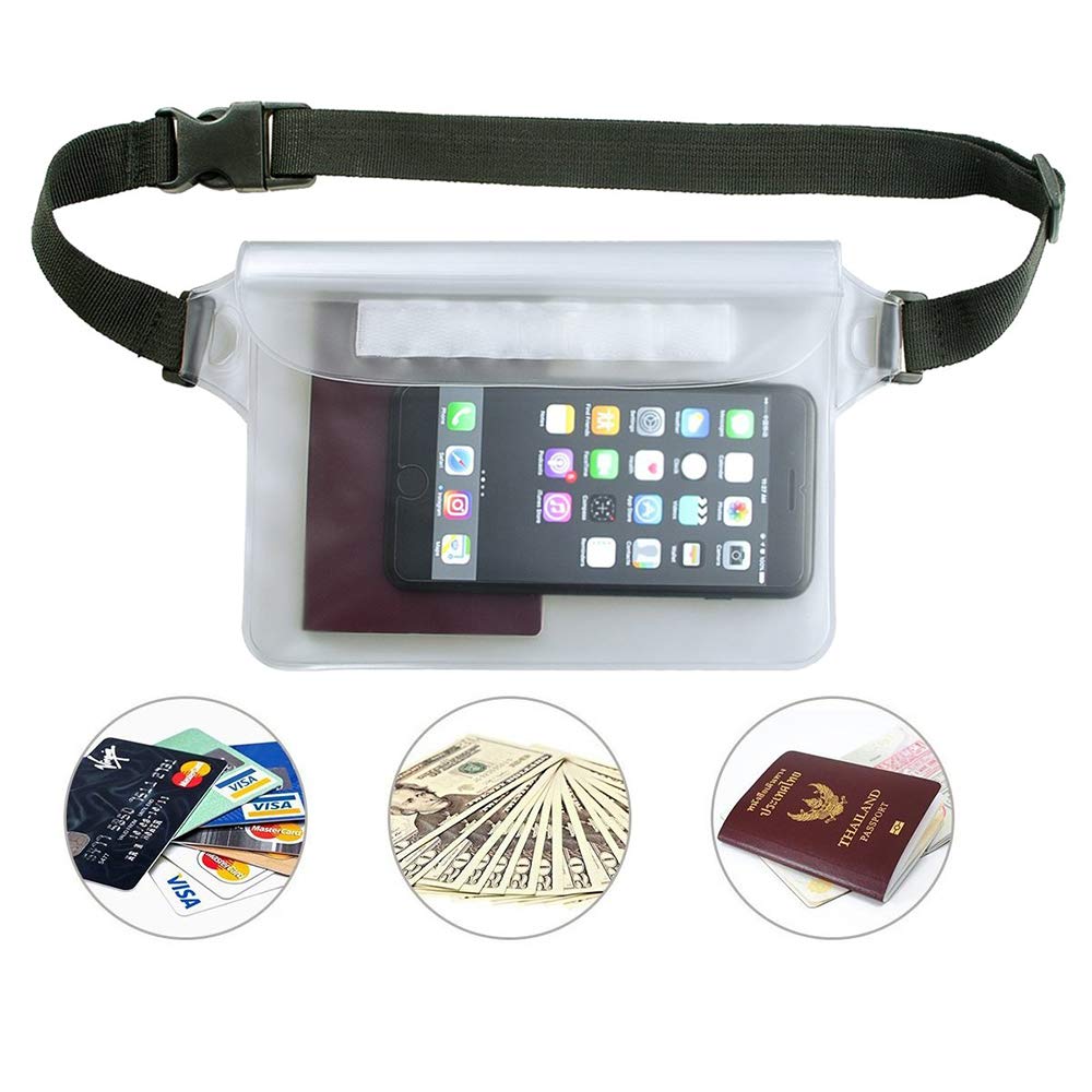 Lot De 2 Pochettes Étanches à Ceinture - IPX8 (Étanche 10m) - 22x16 Cm - Pour Natation, Kayak, Plage