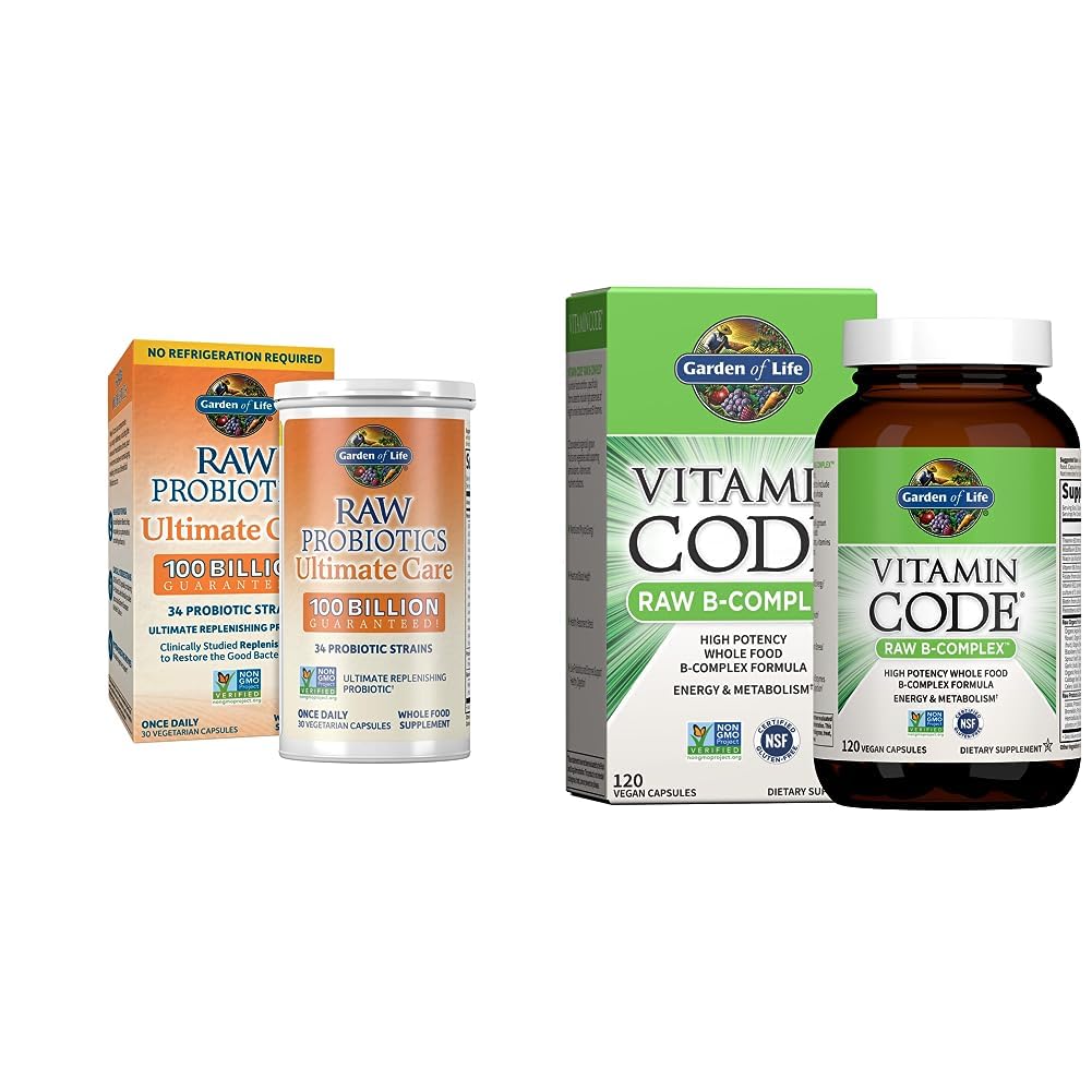 Garden of LifeRaw Probiotics for Women and Men Ultimate Care 100 Billion CFU Raw B Complex - Vitamin Code