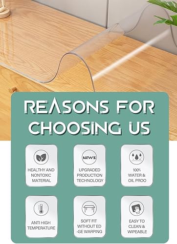 Miniatura 5 de WingCanto Protector de mesa transparente de 24 x 48 pulgadas, 0.059in de grosor, para escritorio, mesa de comedor, mesa de café, sofá, mesa auxiliar