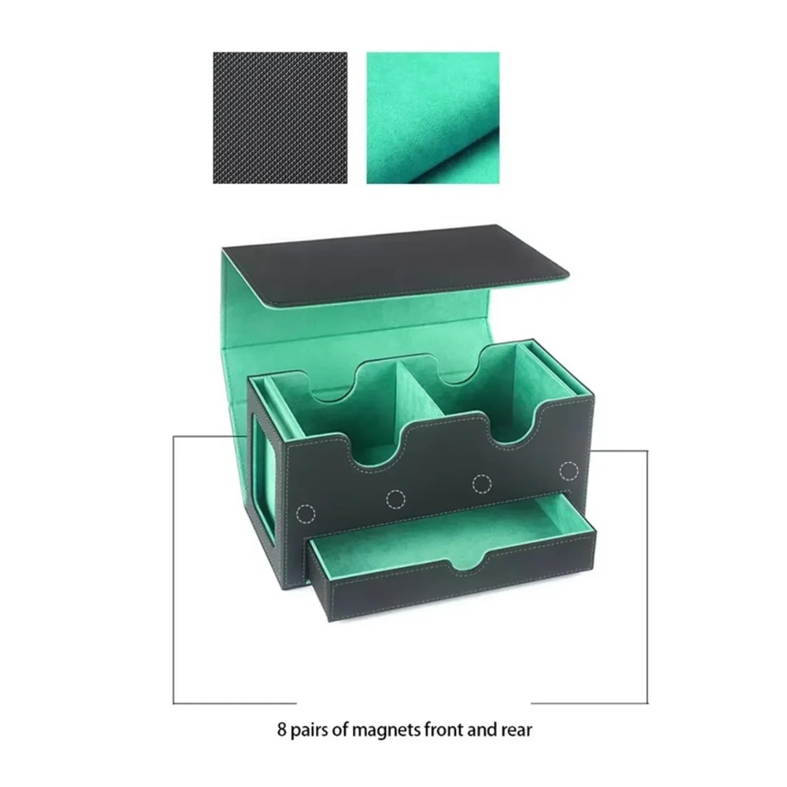 Deck Box Caja de cuero for guardar cartas Trading Commander(Green-Black)