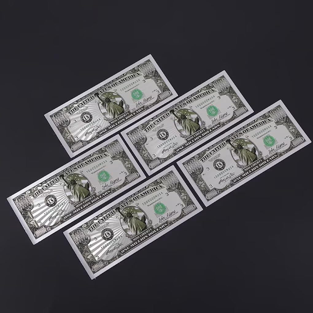 Amazon.co.jp: 100万ドル紙幣5個、色付き紙幣、装飾用の収集可能な紙幣、素晴らしいディテール。 : おもちゃ
