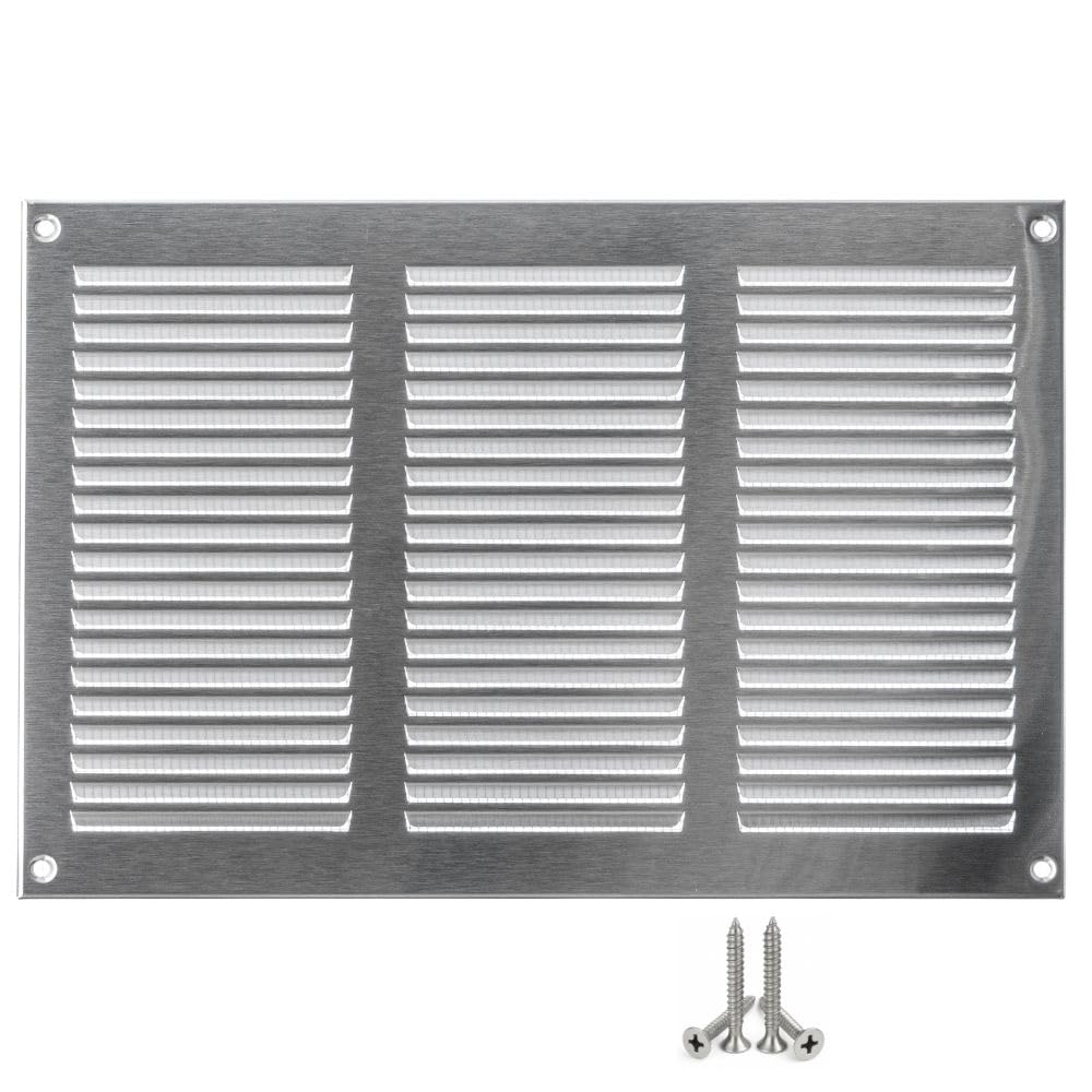 LIRAST 300x200mm Vent Cover Stainless Steel - 12x8 inch Wall Vent Cover with Insect Mesh - Ceiling Soffit Vents - External Vent Cover - Metal Ventilation Grilles - Air Vent Covers for Walls