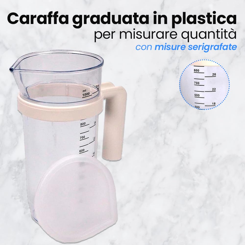 Anakel Home Caraffa graduata con coperchio Capacità 1 litro I Misurino per frullatore a immersione I Plastica resistente