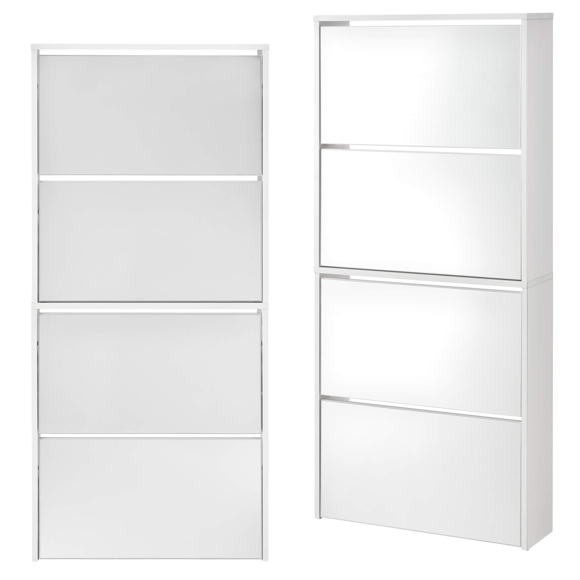 En.casa Étagère à Chaussures 12 Paires Avec Miroir – Meuble Rangement Entrée Hêtre Design Moderne 4 Compartiments