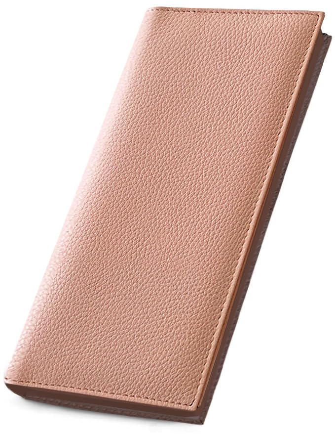 123 Cheap Checks Light Pink Basic Genuine Leather Checkbook Cover For Men & Women