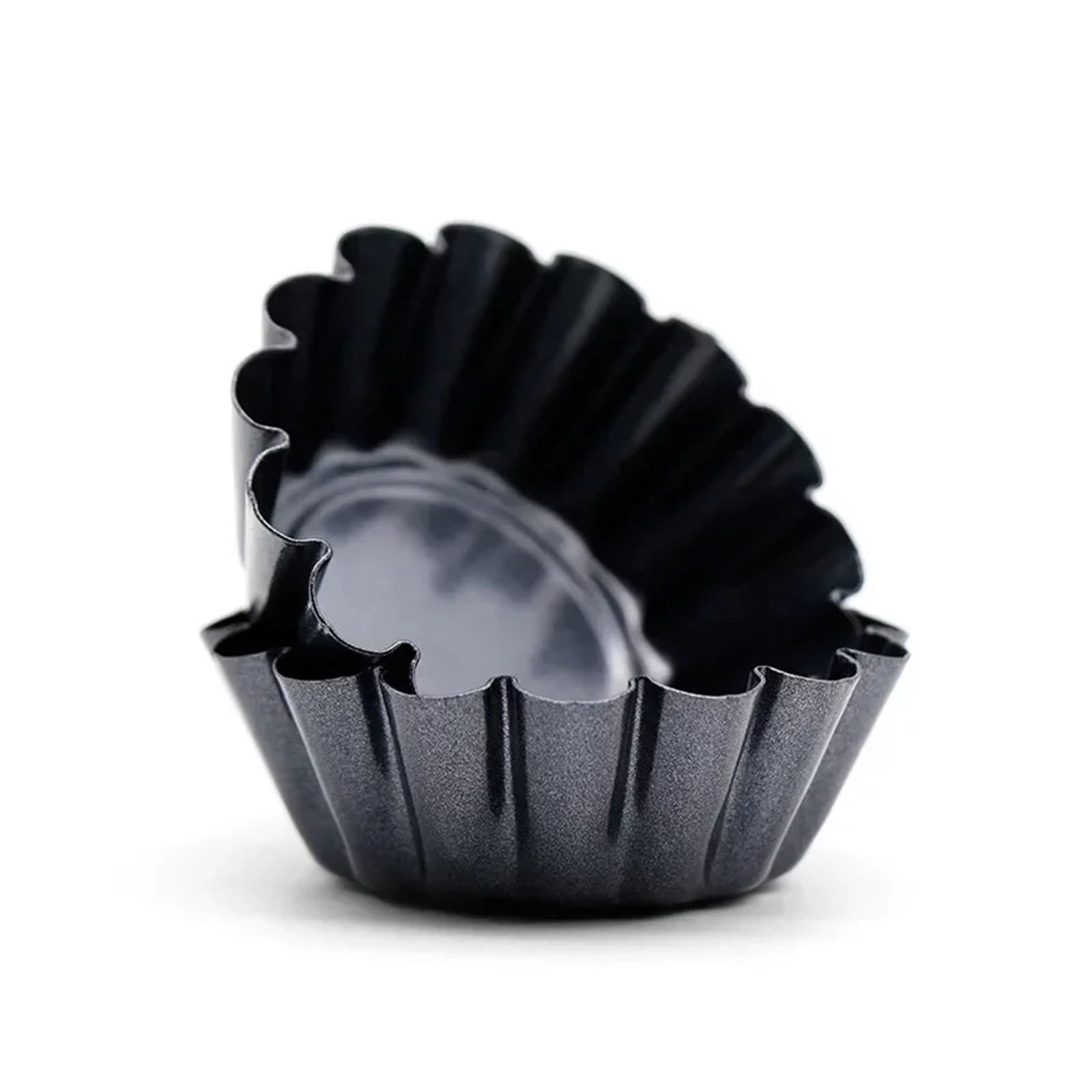 Molde para tartaletas de acero al carbono Molde de acero al carbono ondulado for tartaletas, quiches, flanes, magdalenas y cupcakes. for hornear pasteles. Utensilios repostería(Black 12pcs)