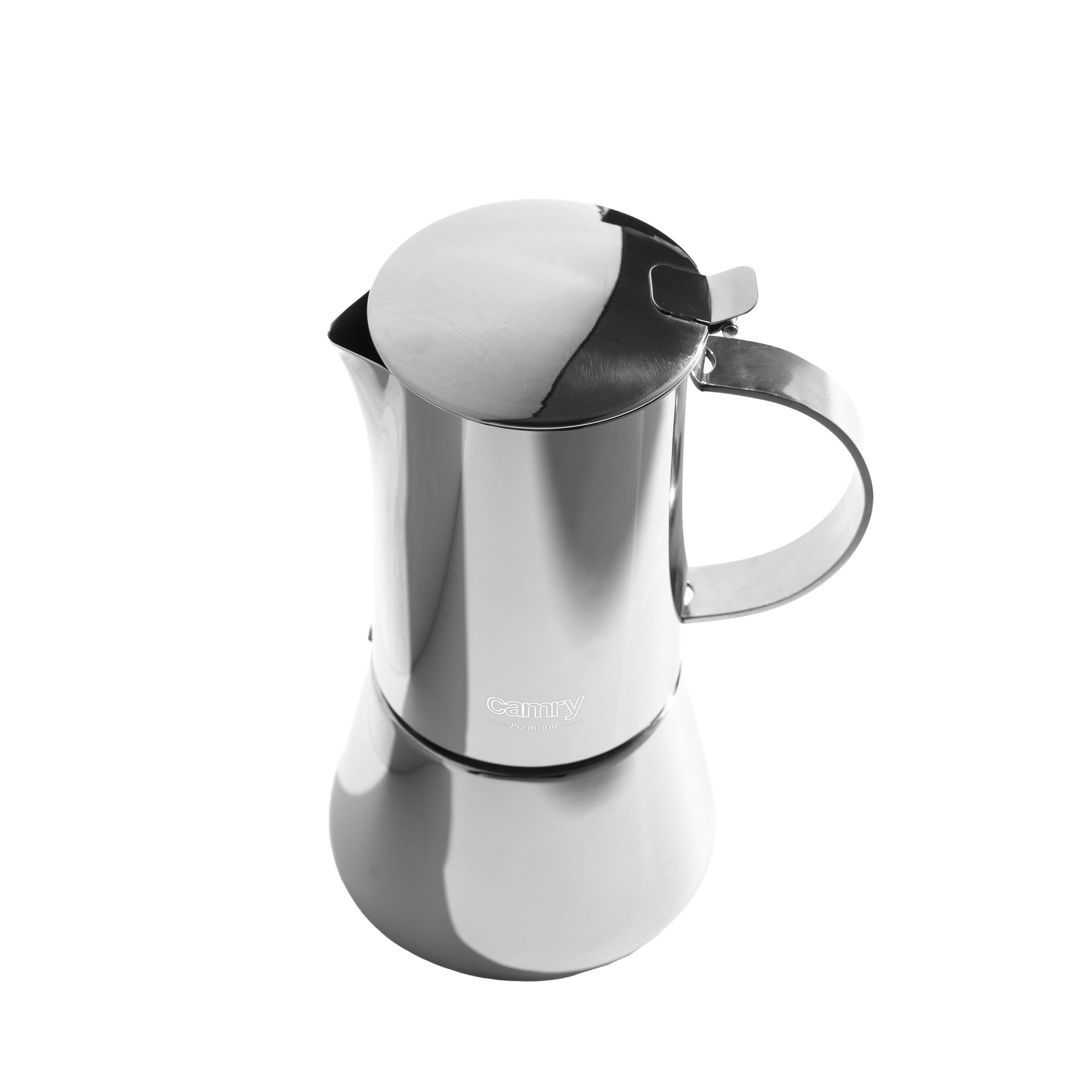 CAMRY Cafetera de inducción de acero inoxidable para 6 tazas, cafetera de inducción Moka Pot de 350 ml, cafetera clásica para espresso aromático, apta para todo tipo de fuegos