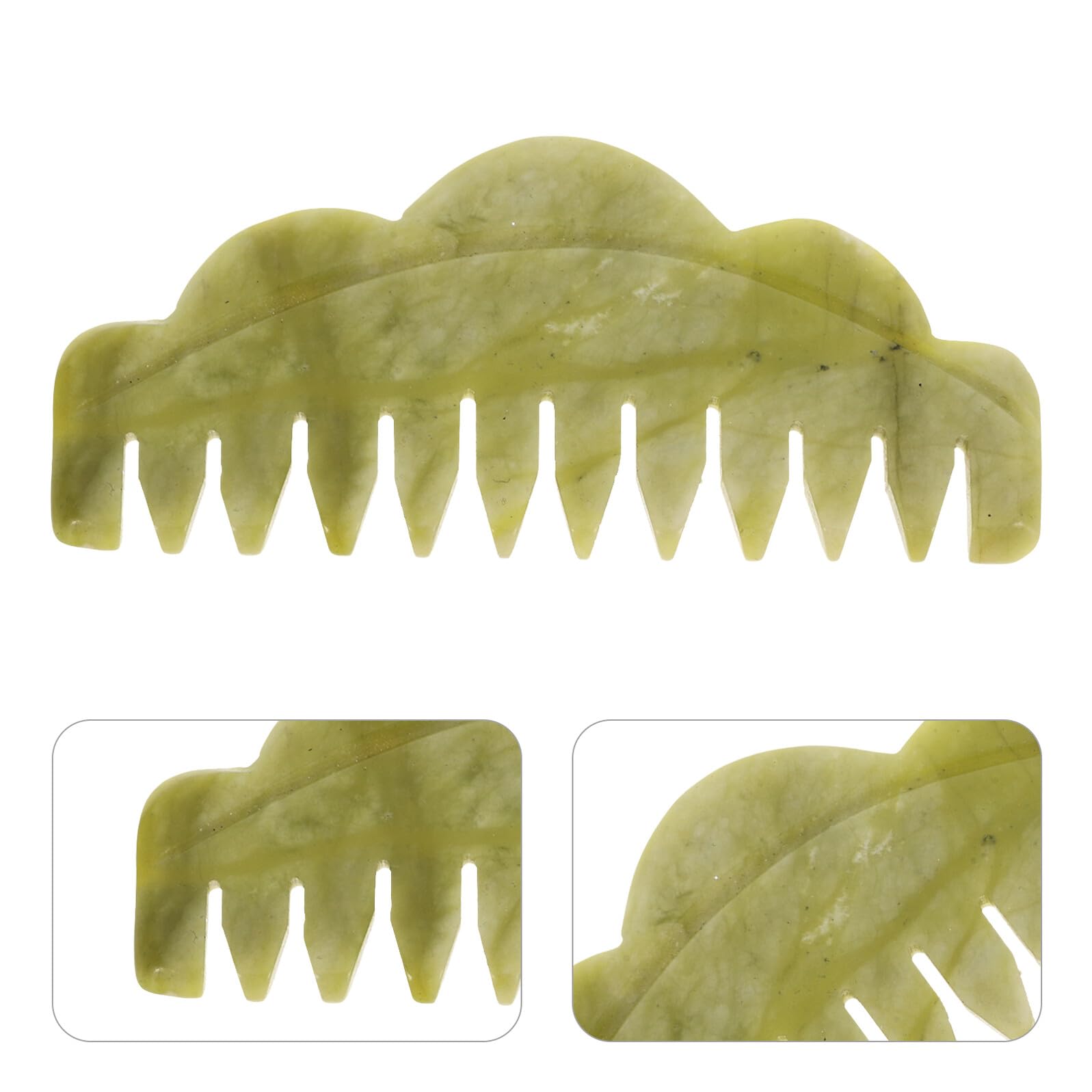 GARVALON Set 4 Pettini Massaggiatori per Cuoio Capelluto in Pietra Verde Pettine Guasha Portatile per Massaggio Chioma Stimola la Circolazione e Riduce L’Elettricità Statica per Uso a