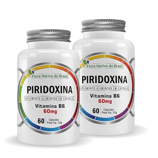 Kit Com 2 Vitamina B6 60 Cápsulas de 500mg Flora Nativa do Brasil