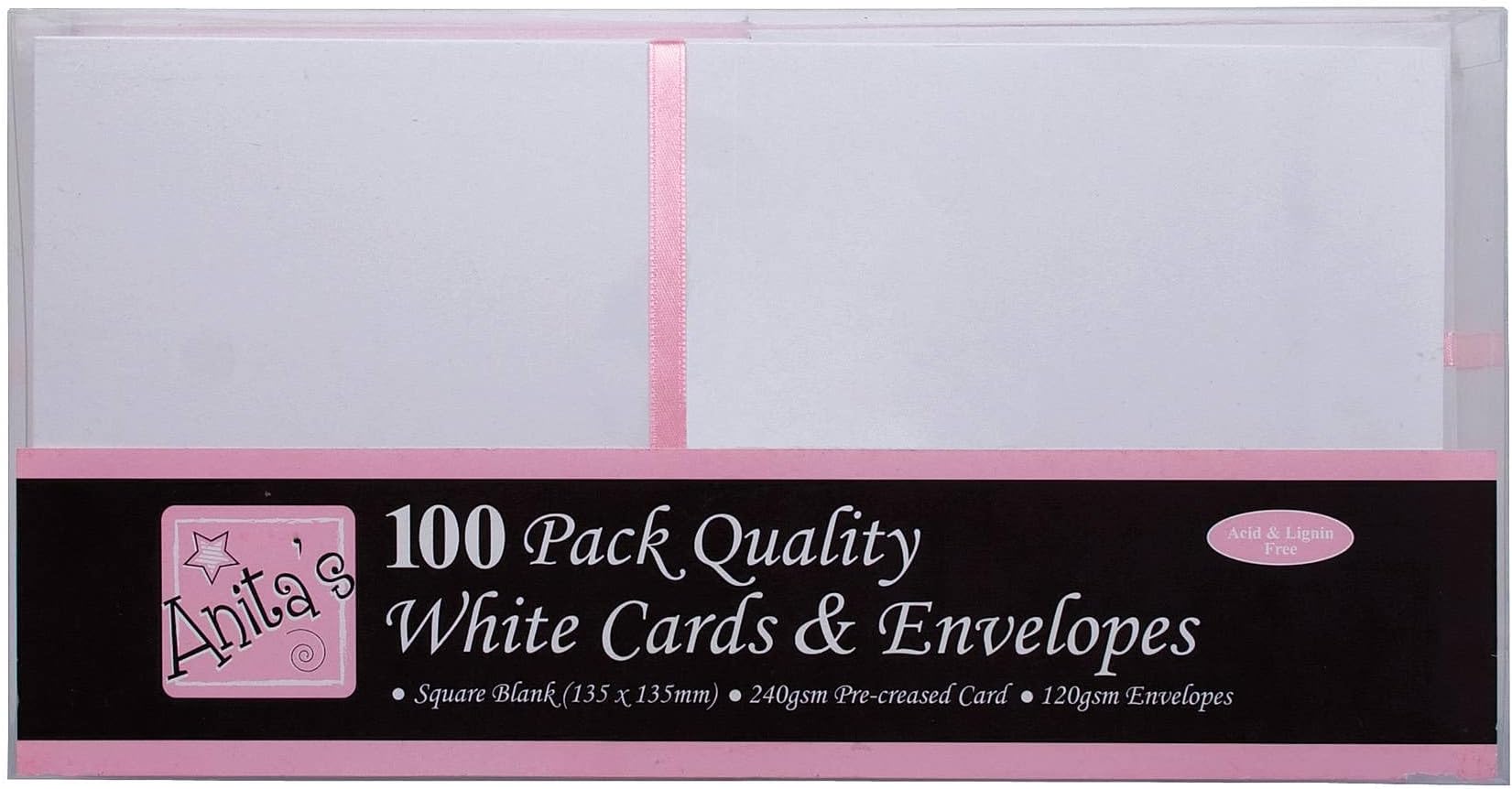 Anita's Square Card and Envelope, Pack of 100, White