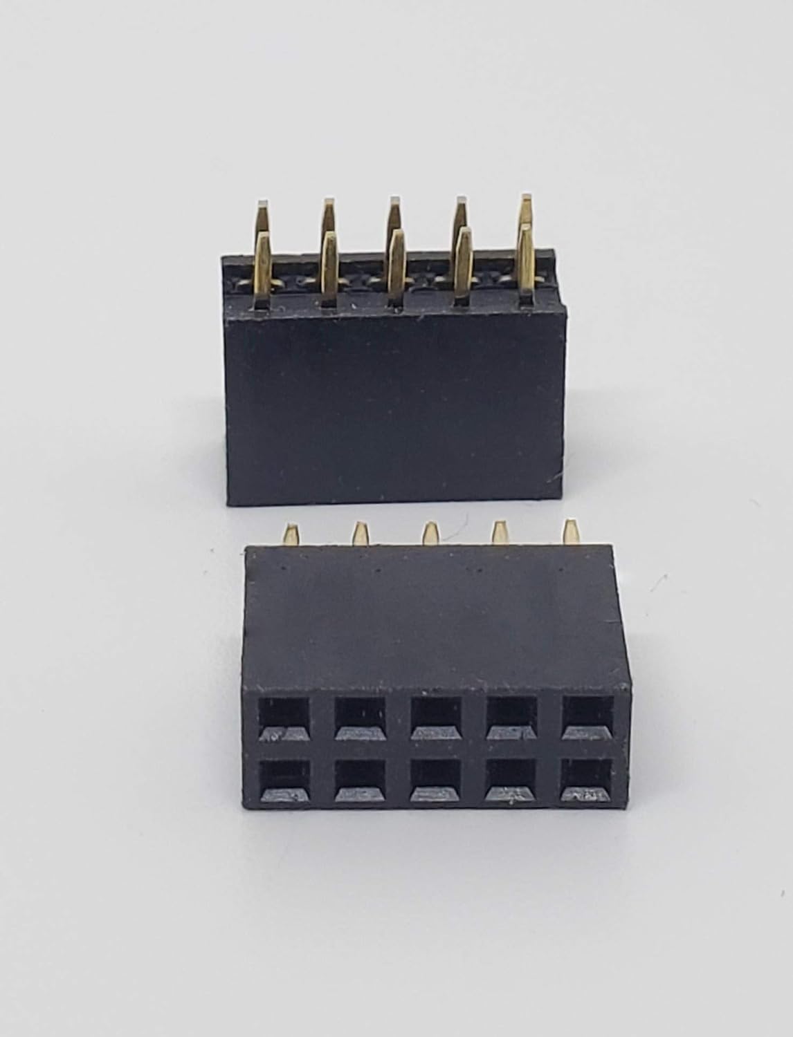 25-Pack 10P 2.54mm 0.1" Pitch PCB Female Pin Headers 2x5 Dual Rows 10 Pins Female Sockets to Male Straight PCB DIP, Double Rows PC Board Through-Board Strip (2x5-10P-25PK)