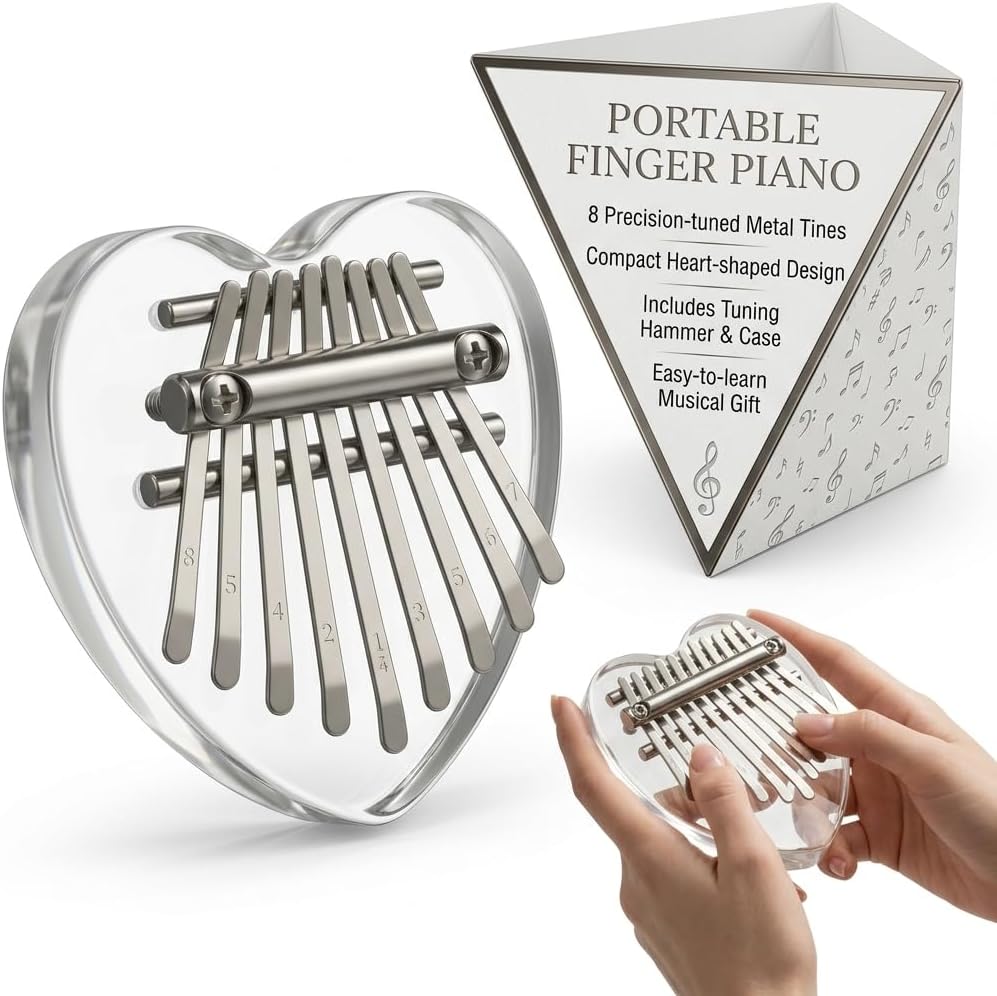 Alasum Mini Kalimba Piano 8 Keys Thumb Piano Sapele Wood Finger 2.36 X 2.16 X 0.59 in Portable Mini Musical Instrument for Kids Beginners Gifts