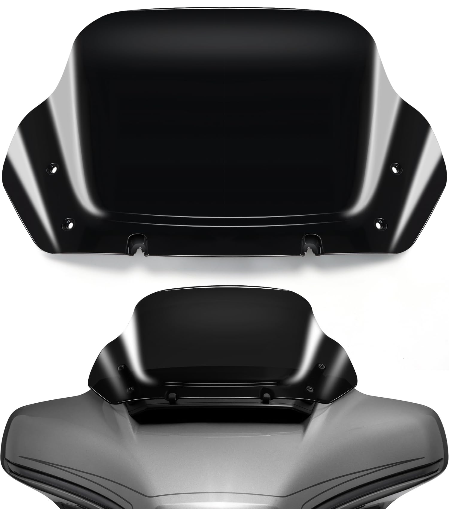 10" Wave Windshield Windscreen Wind Splitter fits for Harley Davidson CVO Street Glide FLHXSE 2023-up, Street Glide FLHX 2024-up,FLHXU 2025-up (Black)