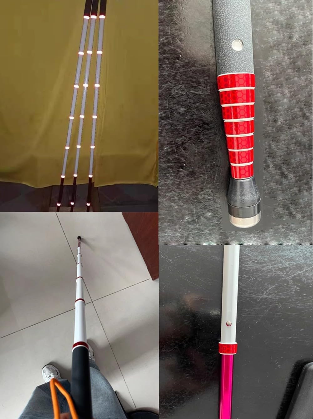 Bastone da Passeggio Telescopico per Esterni in Lega di Titanio A 8 Sezioni con Bastone da Passeggio Riflettente per Non Vedenti E Ipovedenti, Color, 129.5cm/51in