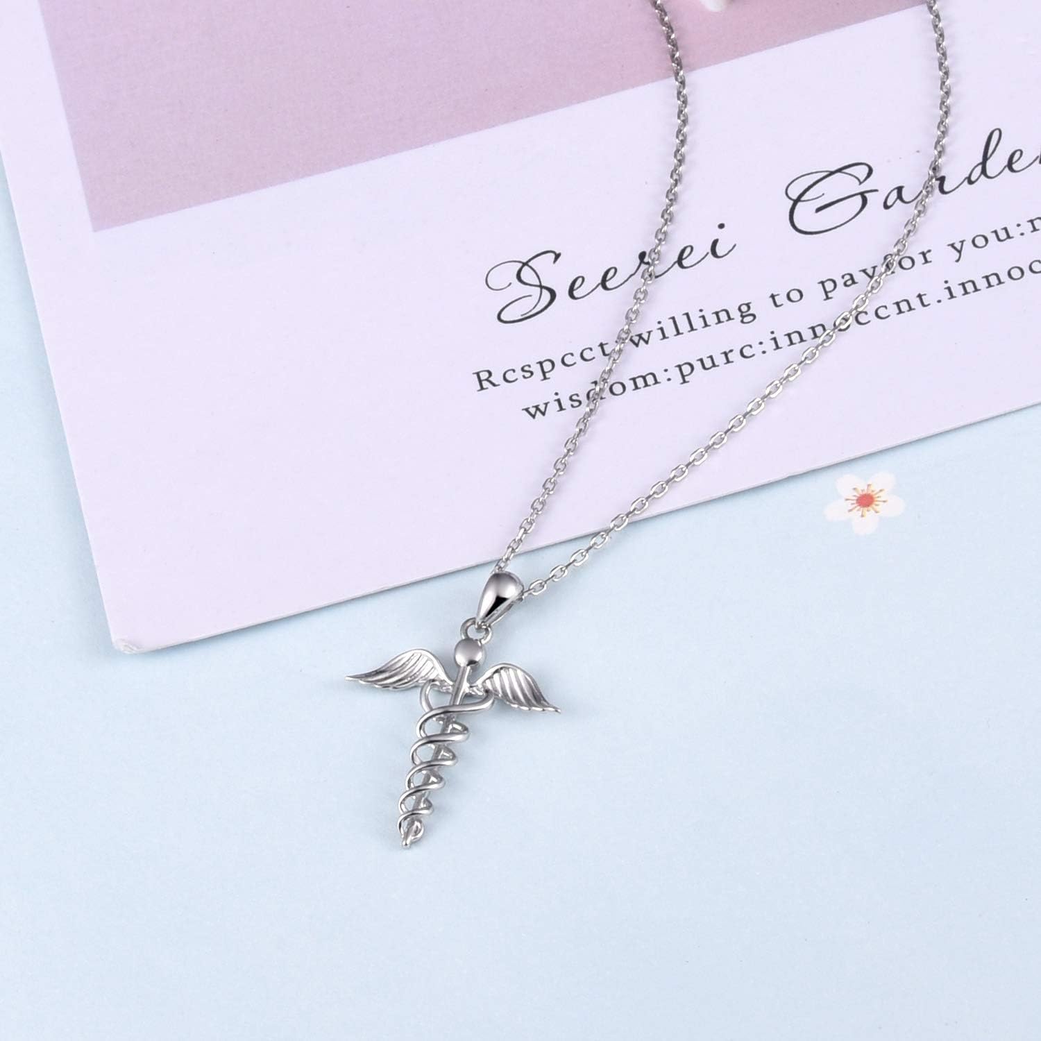 925 Sterling Silver Caduceus Pendant Necklace Nurse Nursing Doctor Jewelry Graduation Gifts - Image 4