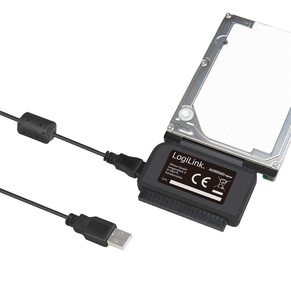 LogiLink Adapter USB 2.0 to 2.5 + 3.5 Zoll IDE + SATA HDD OTB Nero