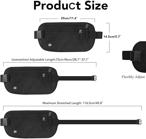 Miniatura 2 de Cinturón de dinero de viaje oculto para mayor seguridad, bloqueo RFID, cangurera delgada, soporte para pasaporte grande para viajes, bolsa de dinero