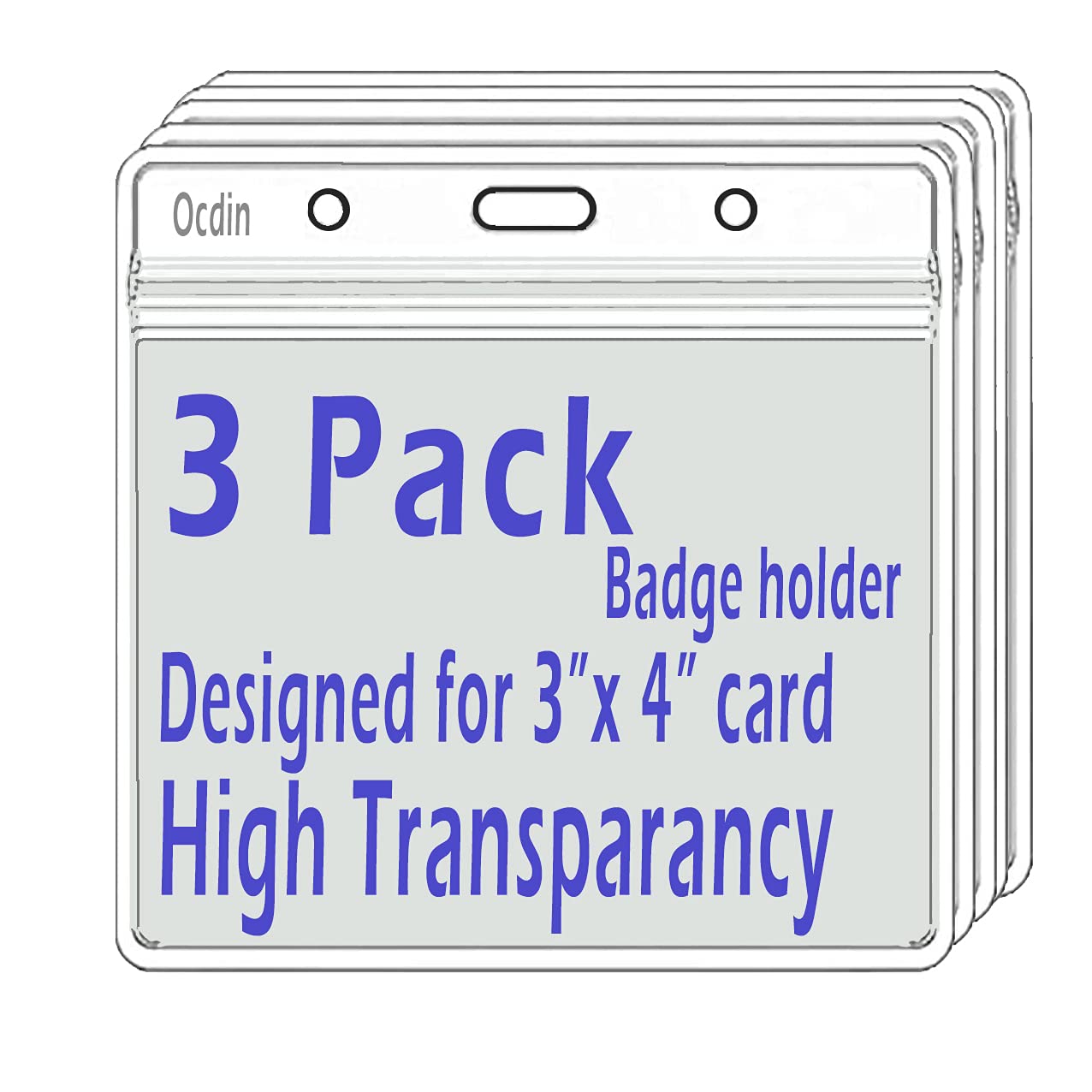 Badge Card Holder 4 X 3 Inches Id Cards Holder Working Card Protector Clear Vinyl Plastic Sleeve with Waterproof Type Resealable Zip (3 Pack)