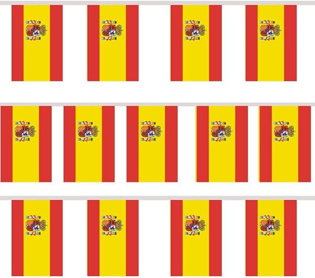 TRIXES 20ft Spanish Bunting 12 Flag Rectangular Spain Bunting Garland for Sporting Events