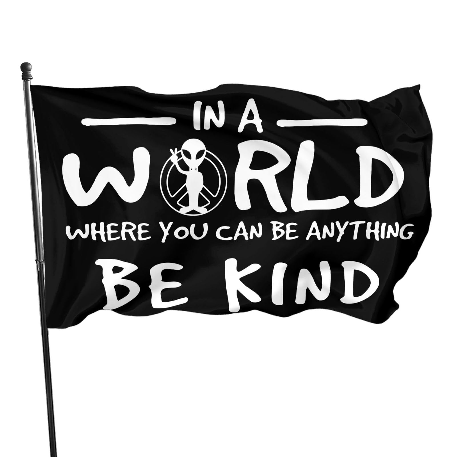 Peace Alien Be Kind Flag 3x5 Ft Outdoor Indoor With Grommet Garden Yard Banner Decorative Sign โ image 1