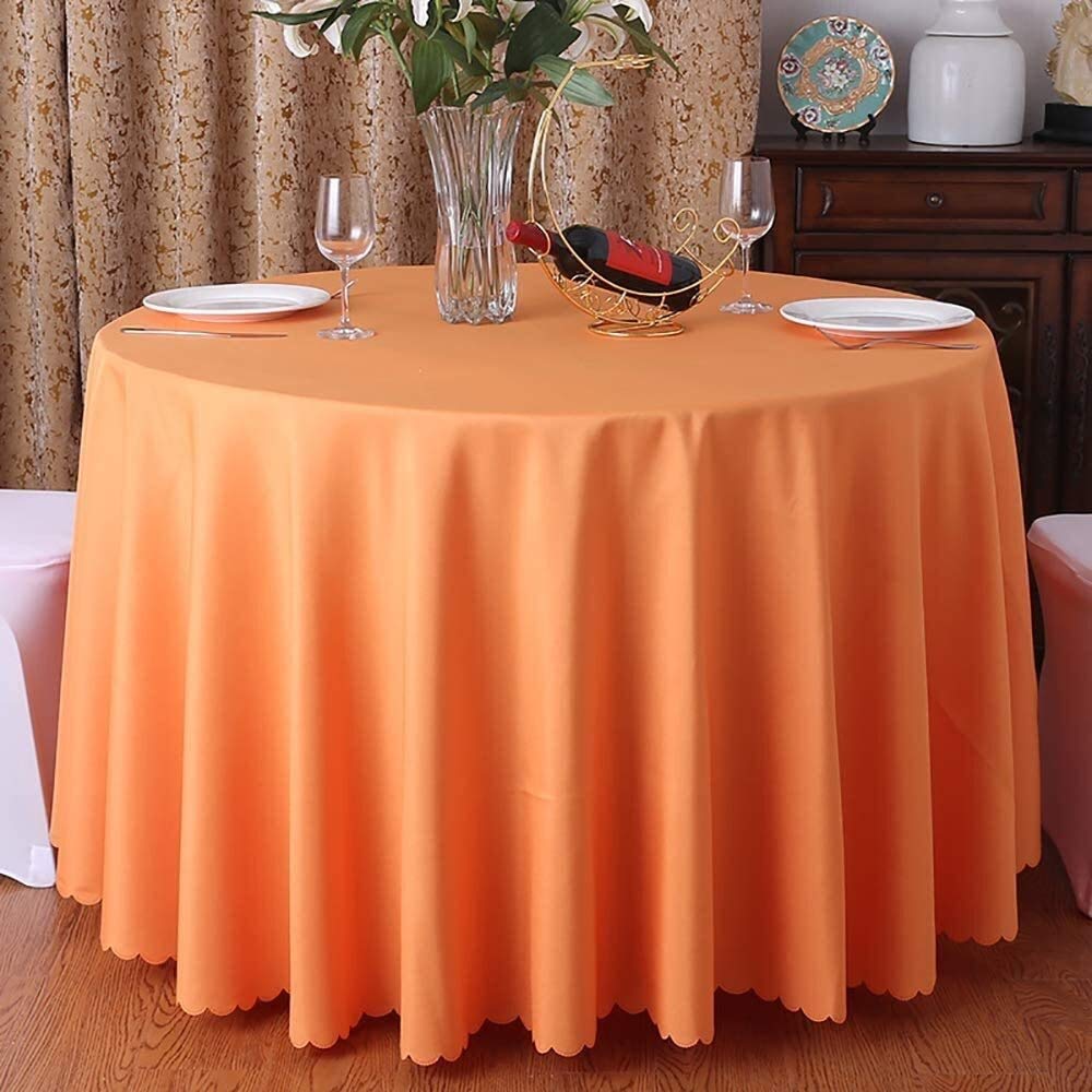 Tovaglia Trasparente Tovaglia rotonda in Poliestere Tinta Unita Copritavolo impermeabile antimacchia per tavolo da ristorante per Feste di Matrimonio (Colore: Arancione Dimensioni: Diametro: 220 cm)