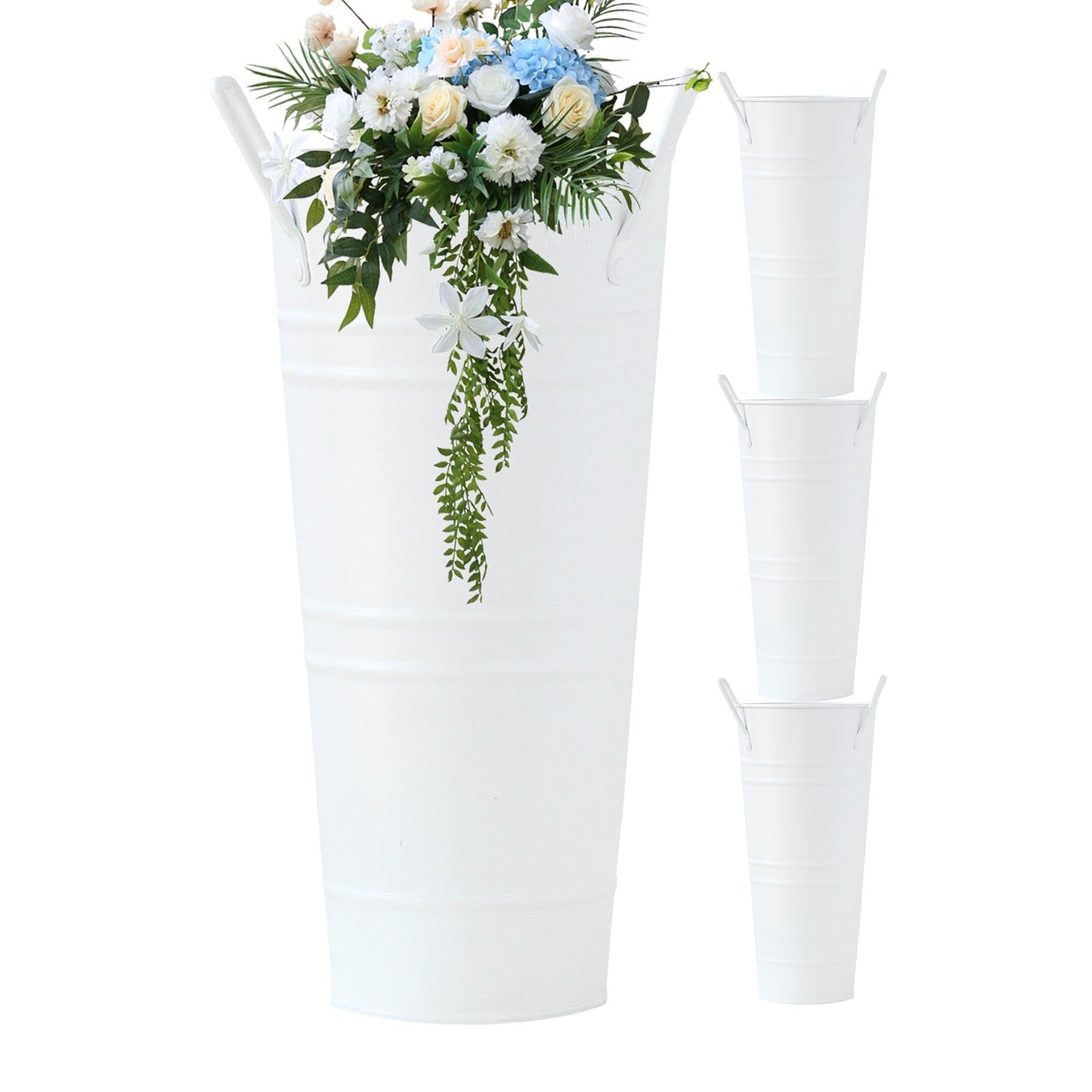 4 Vases en métal galvanisé rustique pour décoration florale de maison