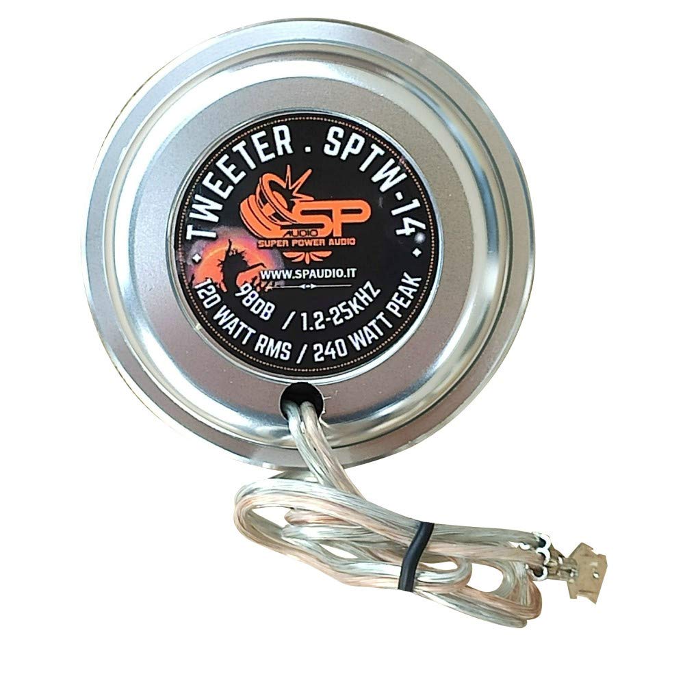 SP AUDIO 2 SP TW-14 Tweeter 2,2" 5,50 cm 55 mm diámetro 120 vatios rms y 240 vatios MAX 4 ohmios de Aluminio Profundidad Reducida de 1,00 cm, el par