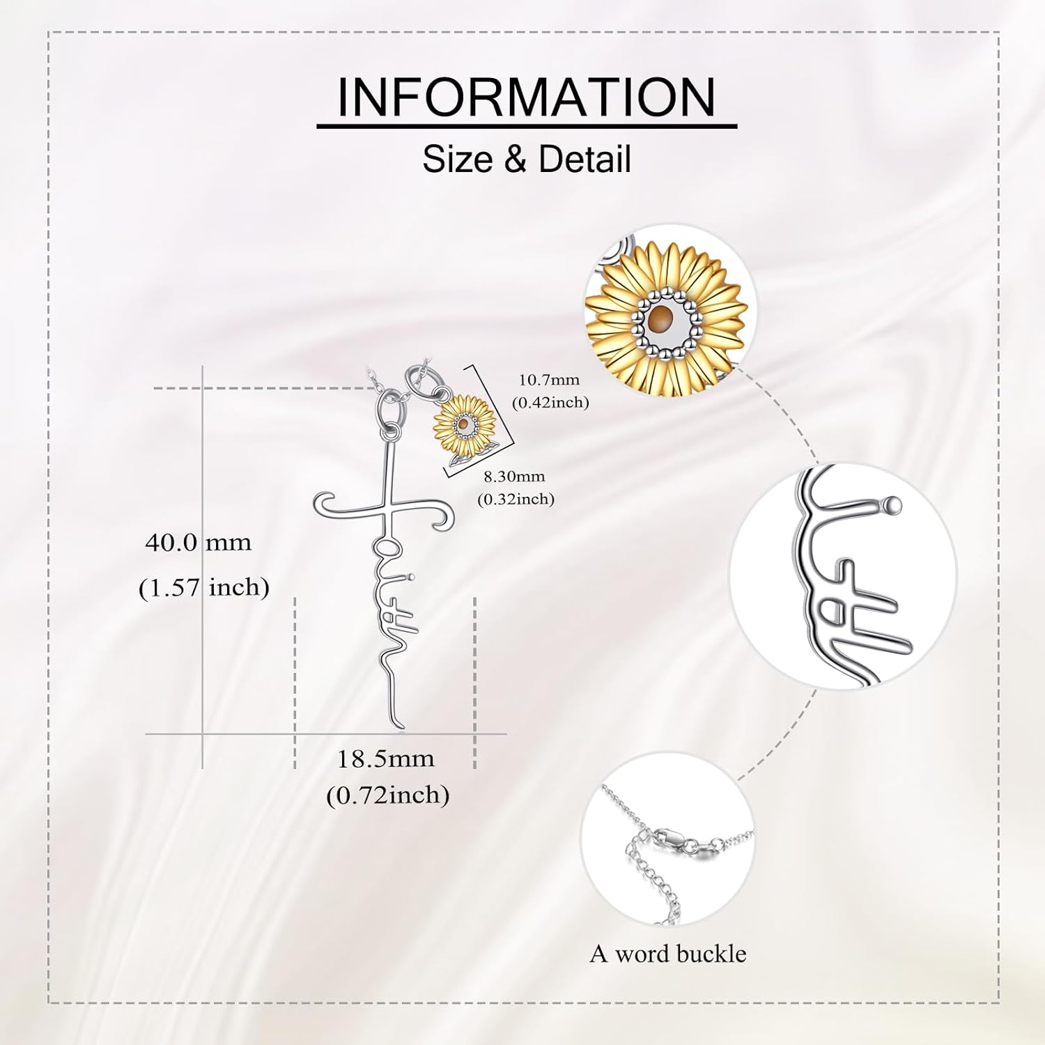 Faith Cross Necklace For Women Birthstone Sterling Silver with Simulated Birthstone Cross Jewelry Christian Gifts - Image 3