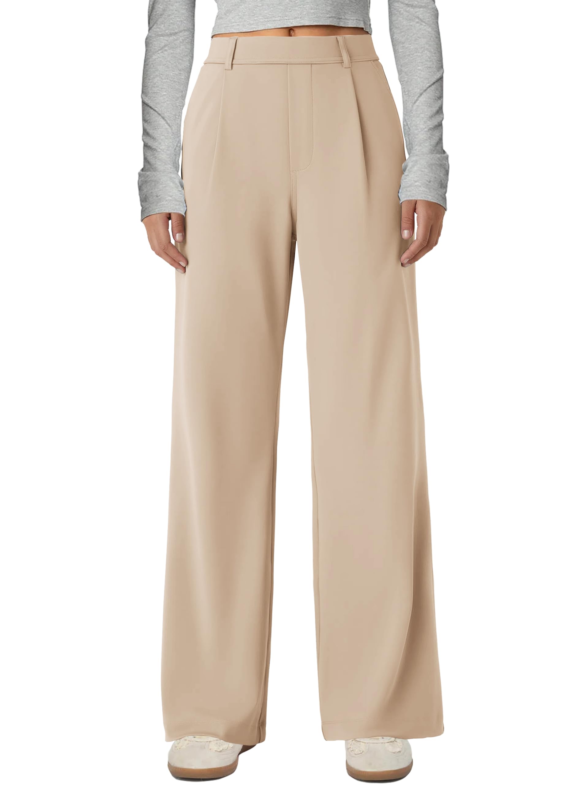 Gracyoga Womens Stretchy Work Pants Wide Leg Casual Pull On Dress Pants High Waisted Business Trousers Slacks with