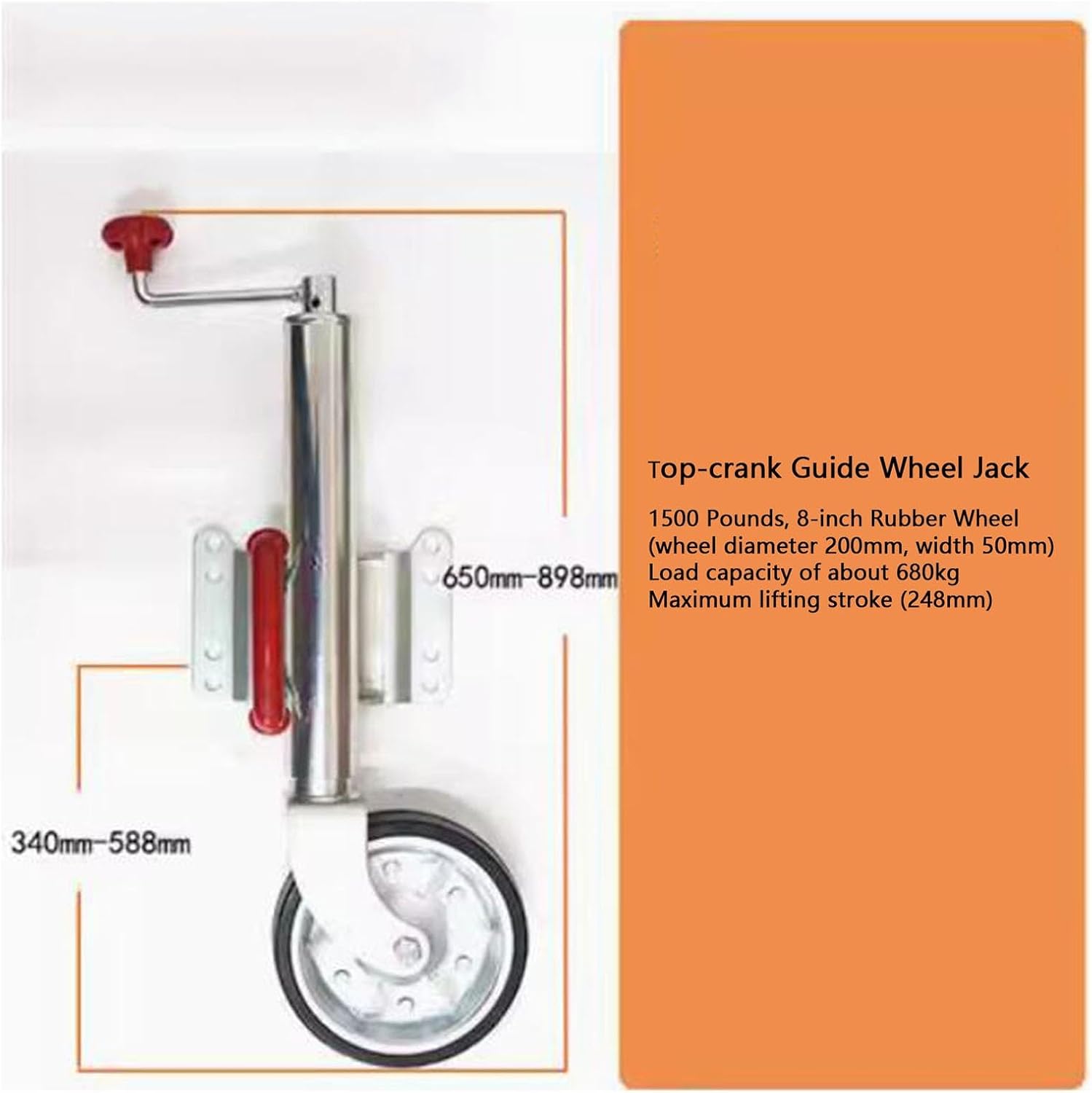 Lift and Swivel Boat Trailer Jack Wheel - Heavy Duty Marine Swivel Trailer Jack, Trailer Jack Folding Support Wheel, Bolt-On Swivel Tongue Jack, for RV, Yacht, Trailer Accessories