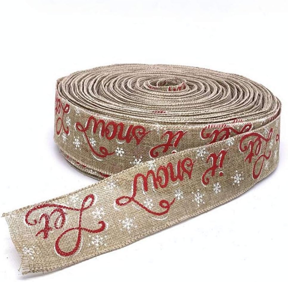 Let it Snow and Snowflake Ribbon Wired Burlap Ribbon Gift Wrap Ribbons for Christmas Crafts Decoration 2.5" x 10 Yards