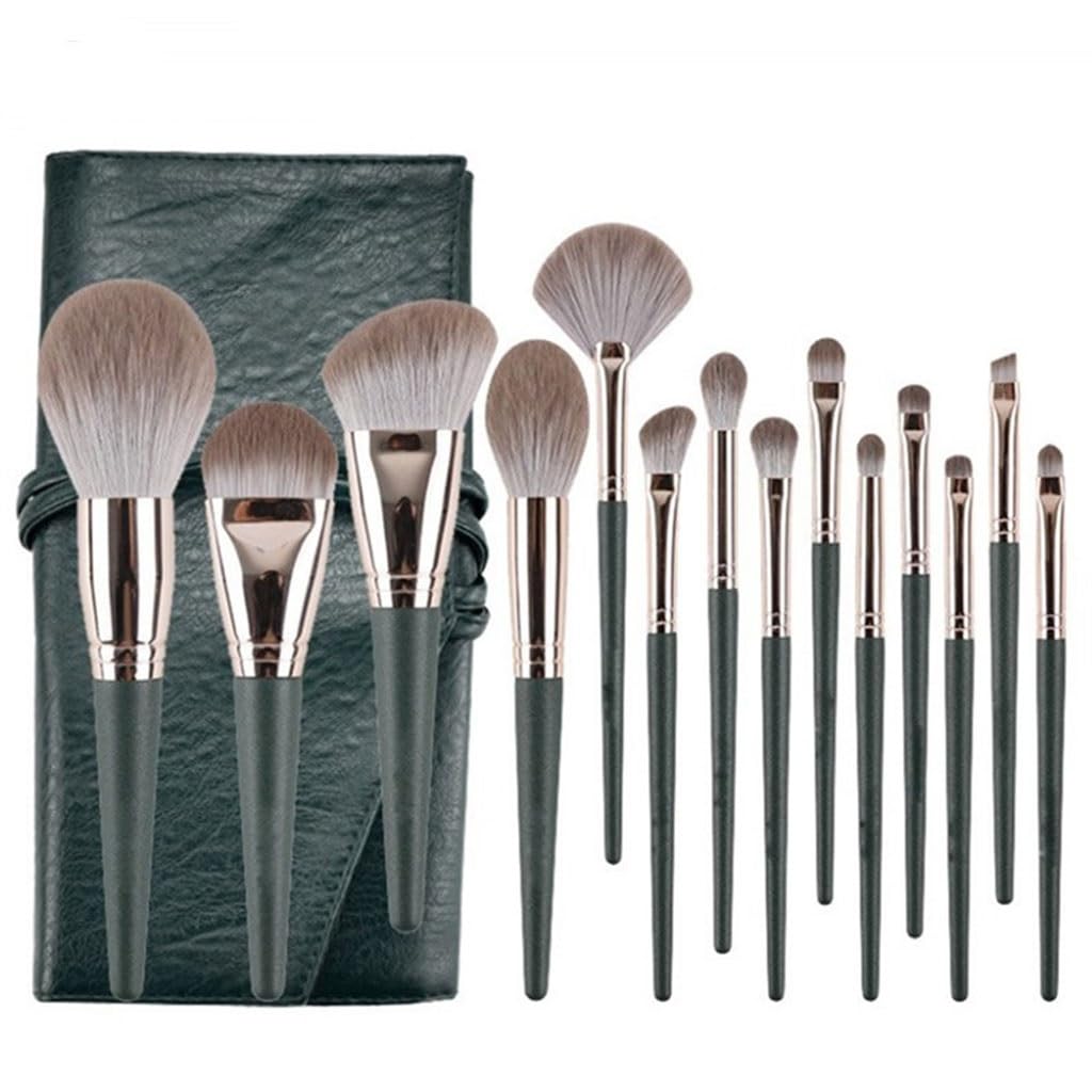 14 szt. Zielona Chmura Zestaw pędzli do makijażu Luźny Puder Blush Foundation pędzle do cieni do powiek Kompletny zestaw