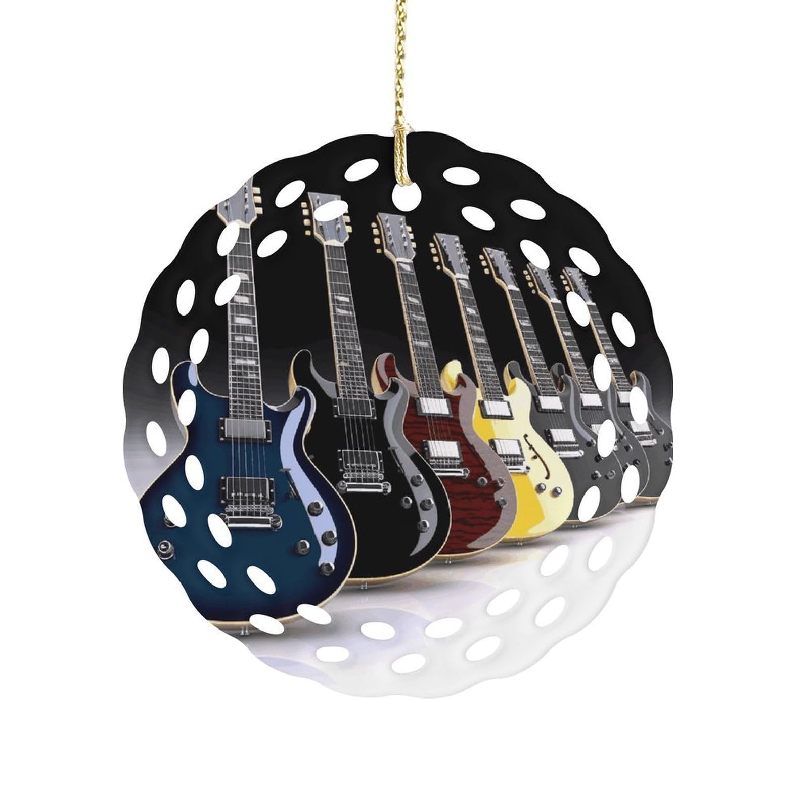 Electric Guitar Christmas Ornament Holiday Hanging Decoration Xmas Tree Keepsake Personalized Xmas Tree Ornament Round Ceramic Ornaments for Keepsake Gifts Ideas Home Decor