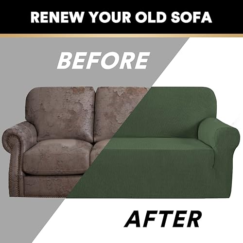 Miniatura 4 de PrinceDeco Funda elástica para sofá de dos plazas, funda de sofá con bolsillo, funda para sofá de 2 cojines, funda lavable para sofá, protector de