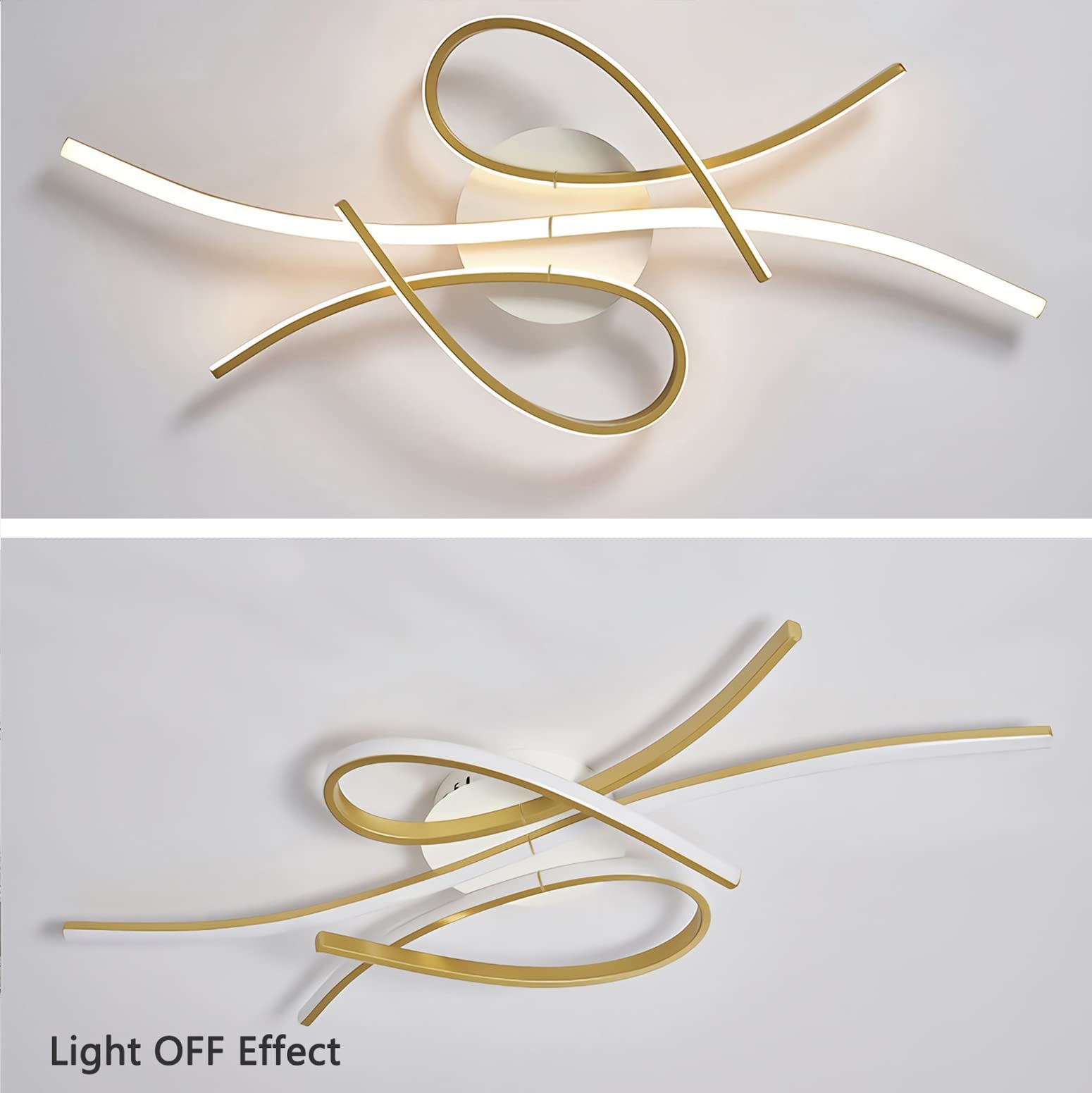 Nowoczesna Ściemnialna Lampa Sufitowa LED z Pilotem Metalowa Akrylowa 100cm Złoty