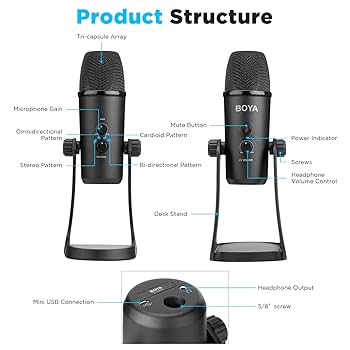 Boya USB Microphone, BY-PM700 USB Condenser Cardiod