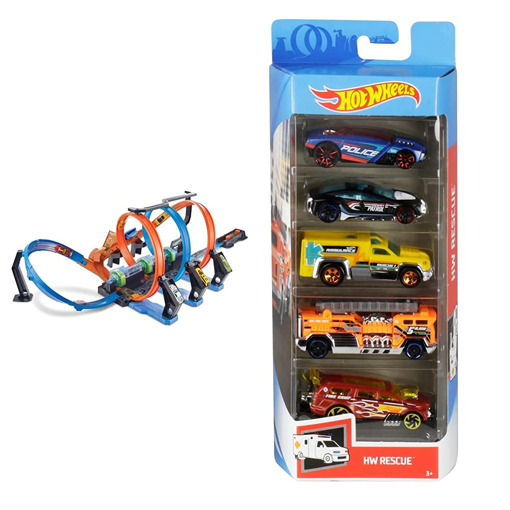 Buy Hot Wheels Corkscrew Crash Track Set & 5 Car Gift Pack (Styles May