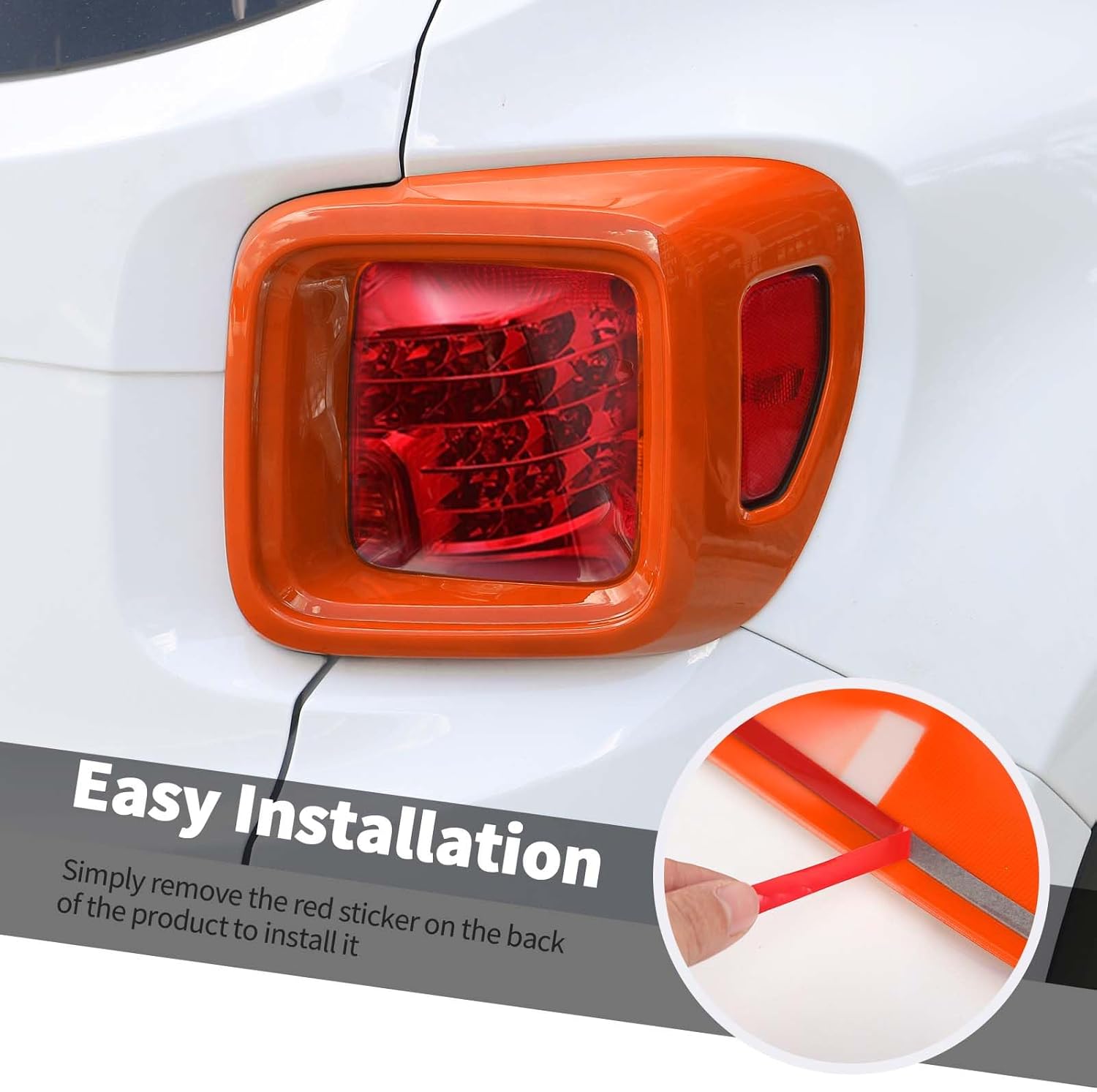 Jimen Tail Light Cover Trim Compatible with Jeep Renegade 2015-2023 (Orange)