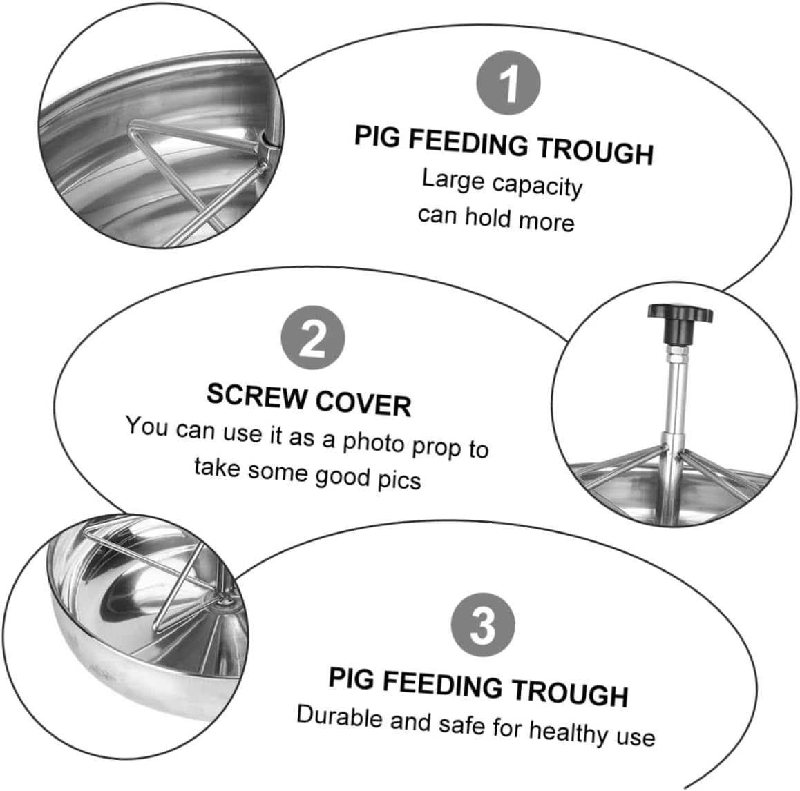 Water Feeder Stainless Steel Trough Livestock Feeder Bowl Easy to Place on Pigpen