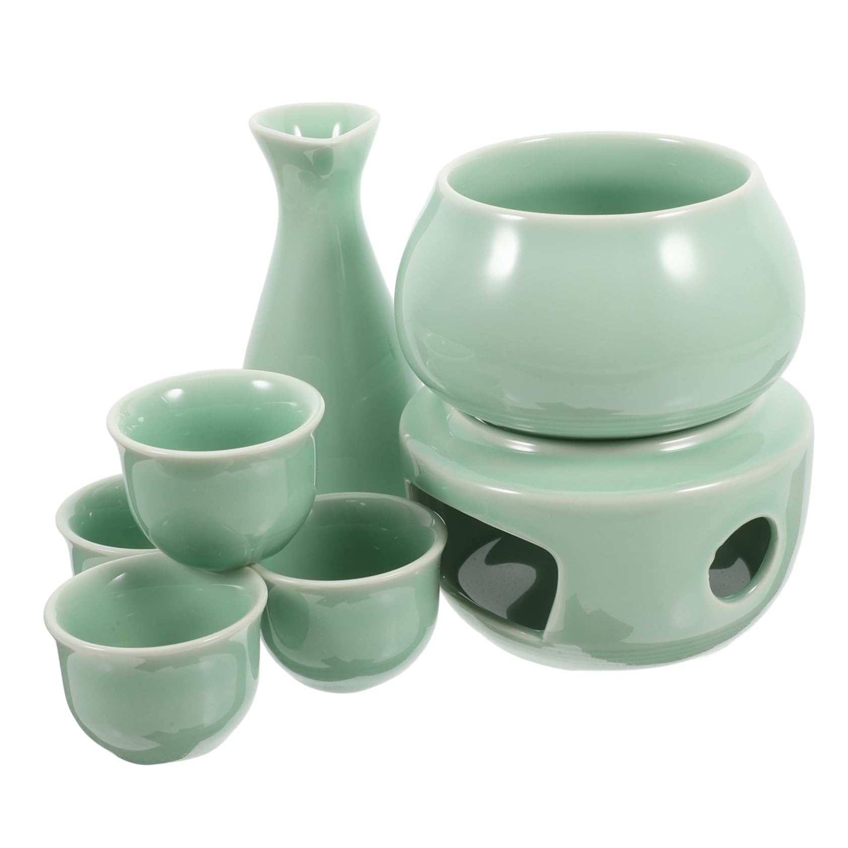 PRETYZOOM 1Set Ceramic Japanese Sake with Warming Pot Drinking Cups Versatile Liquor Use Warm Tools for Sake Tea Elegant Traditional Design for Home Dining Decor
