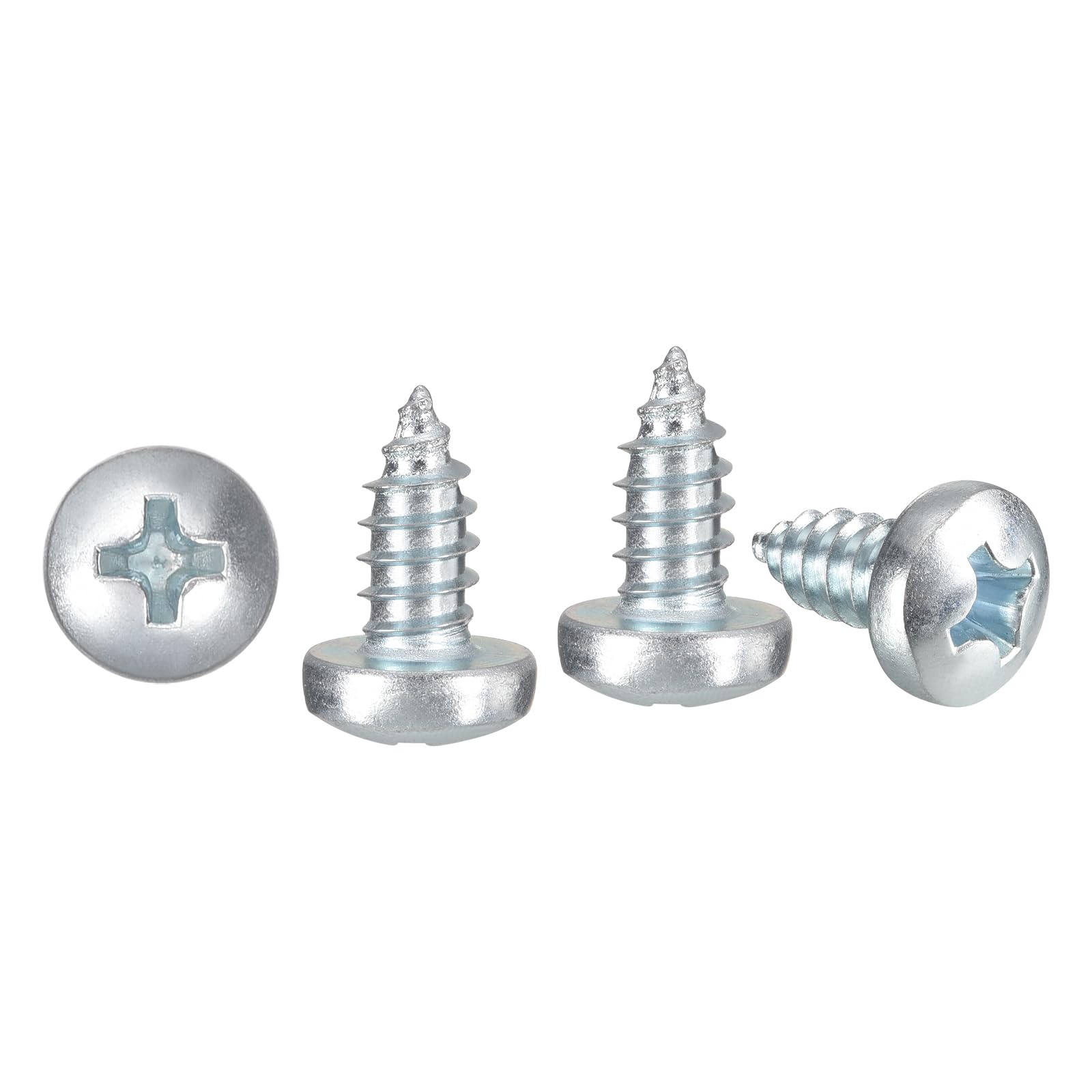 METALLIXITY Phillips Pan Head Self Tapping Screws(#14x1/2") 100Pcs, Carbon Steel Self Drilling Screw for Metal Wood Plastic, for Cabinet Wall Shutter Plate Rock Furniture, Silver โ image 1