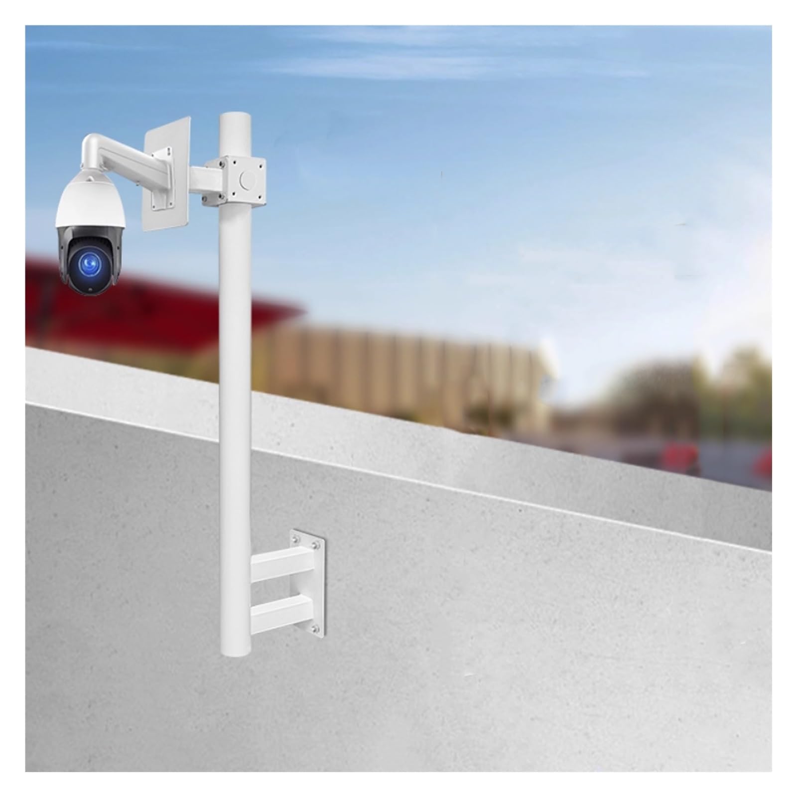 Este Soporte de vigilancia de Montaje en Pared, Soporte para Poste de cámara Impermeable y Resistente a la corrosión de 78,7'' con Tornillos de expansión, es una solución de Montaje Duradera