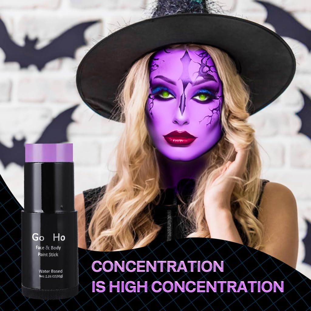 Go Ho Bâton de peinture pour visage violet clair mélangé à la crème (30,1 g), couverture complète pour adultes et enfants, Halloween, cosplay, SFX, Ursula