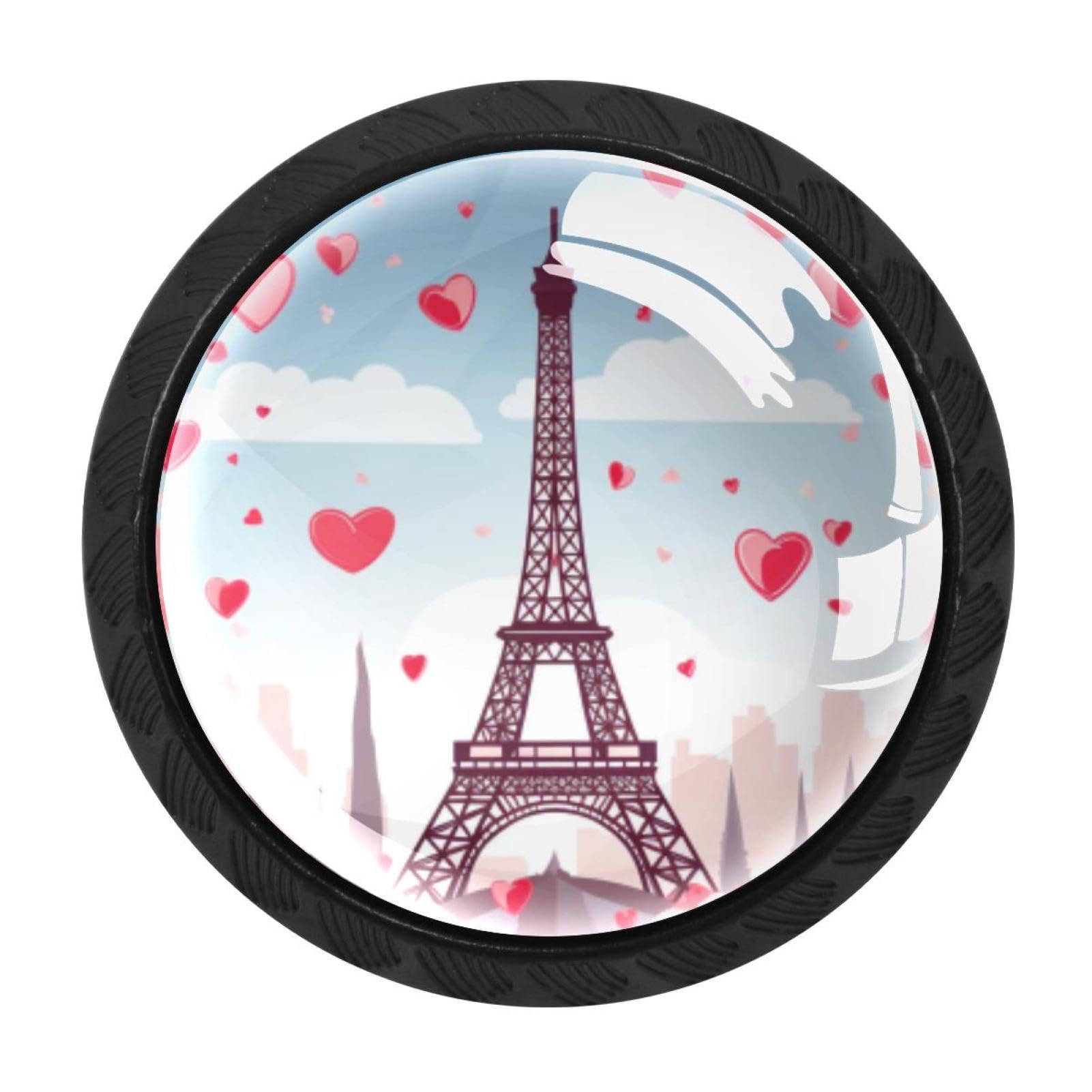 Chenzzzz Multicolored 06 4 Pcs Eiffel Tower Valentine's Day Cabinet Knobs Crystal Drawer Pulls For Kitchen, Bathroom Cabinet, Dresser And Cupboard