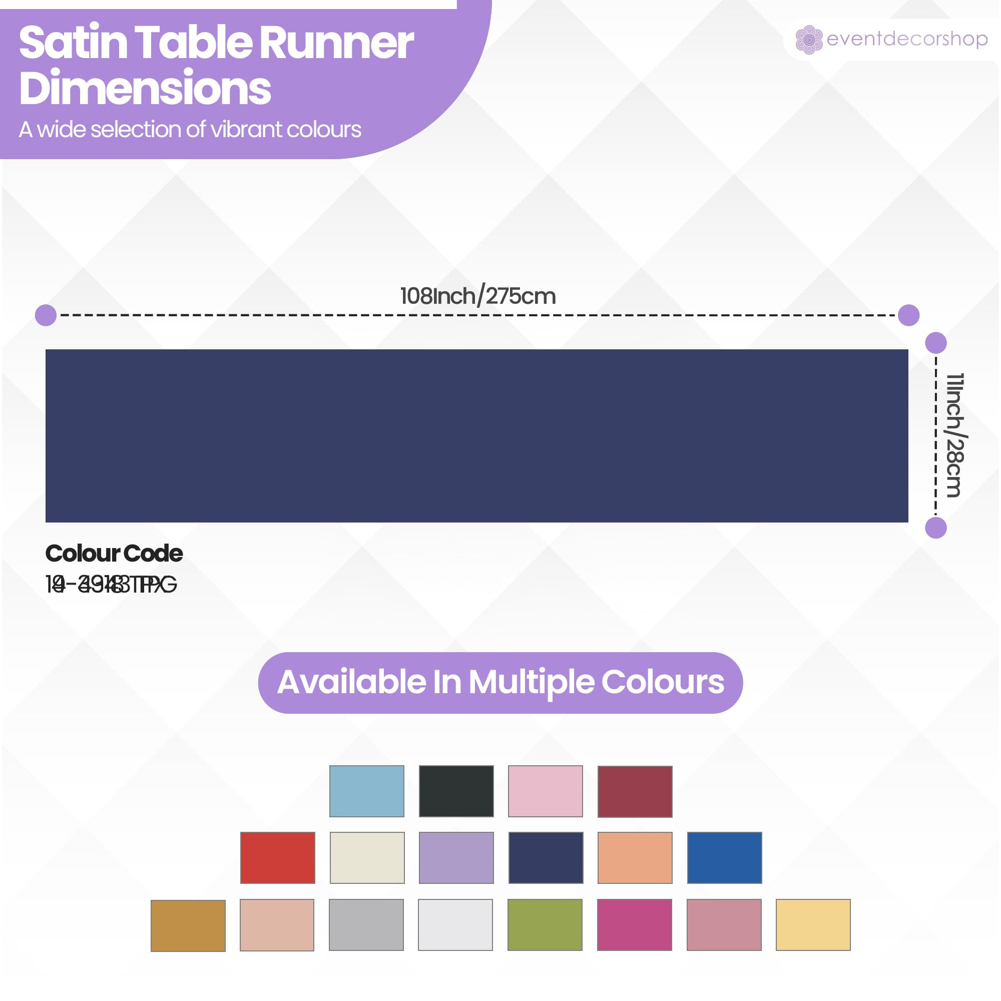 Event Decor Shop Camino de mesa azul marino para mesa de comedor de 11 x 108 pulgadas, camino de mesa de seda satinada, sin arrugas, elegante camino de mesa de satén para decoración de bodas, comedor