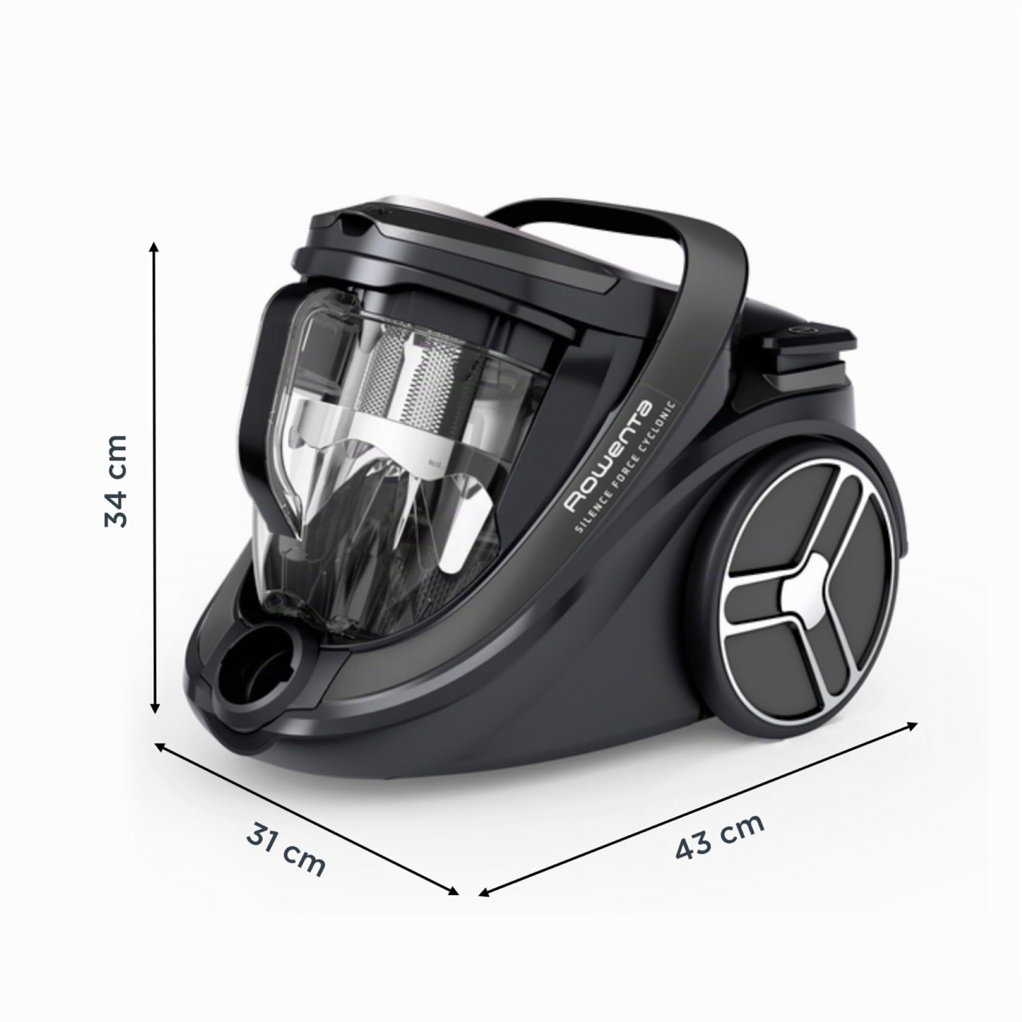 Rowenta Silence Force Cyclonic Effitech, l'aspirapolvere a traino più silenzioso al mondo, 59dB(A), bassissimo consumo energetico, filtro HEPA, ampio raggio d'azione, prodotto in Francia, RO7935EA